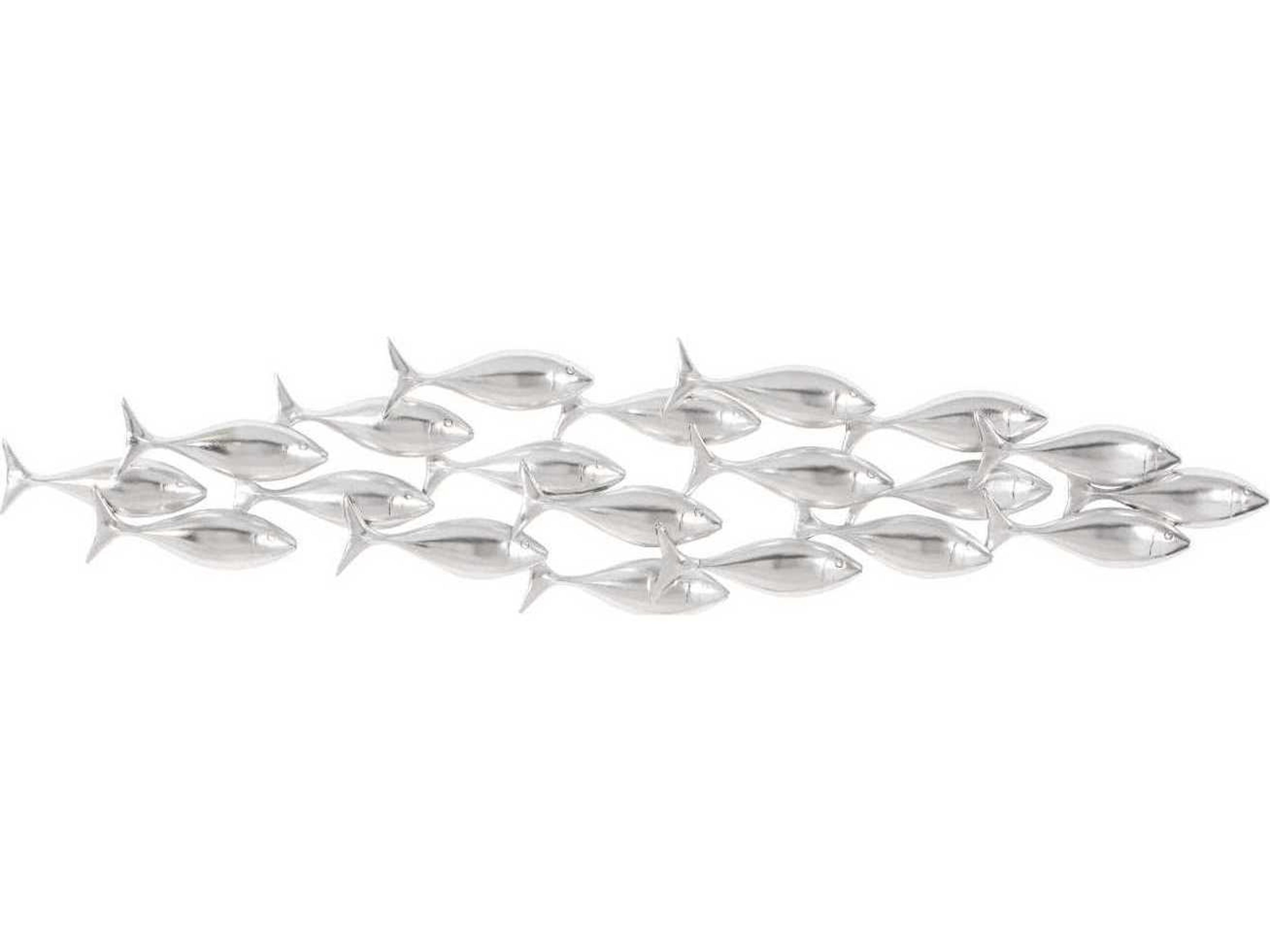 School of Fish Wall Art Silver Leaf Dimensional Decor