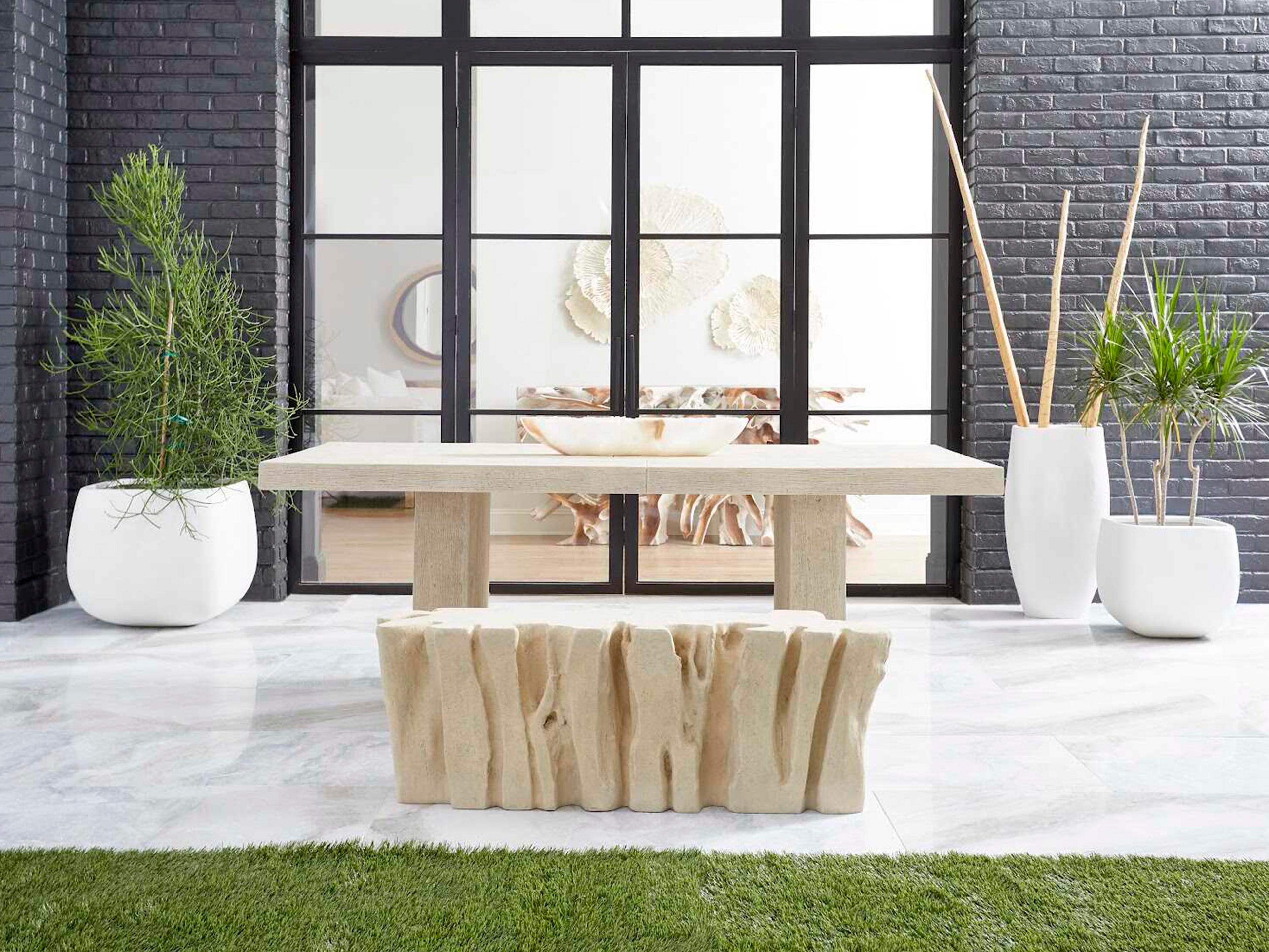 Phillips Collection Cast Naturals Root Roman Stone Off White Accent Bench