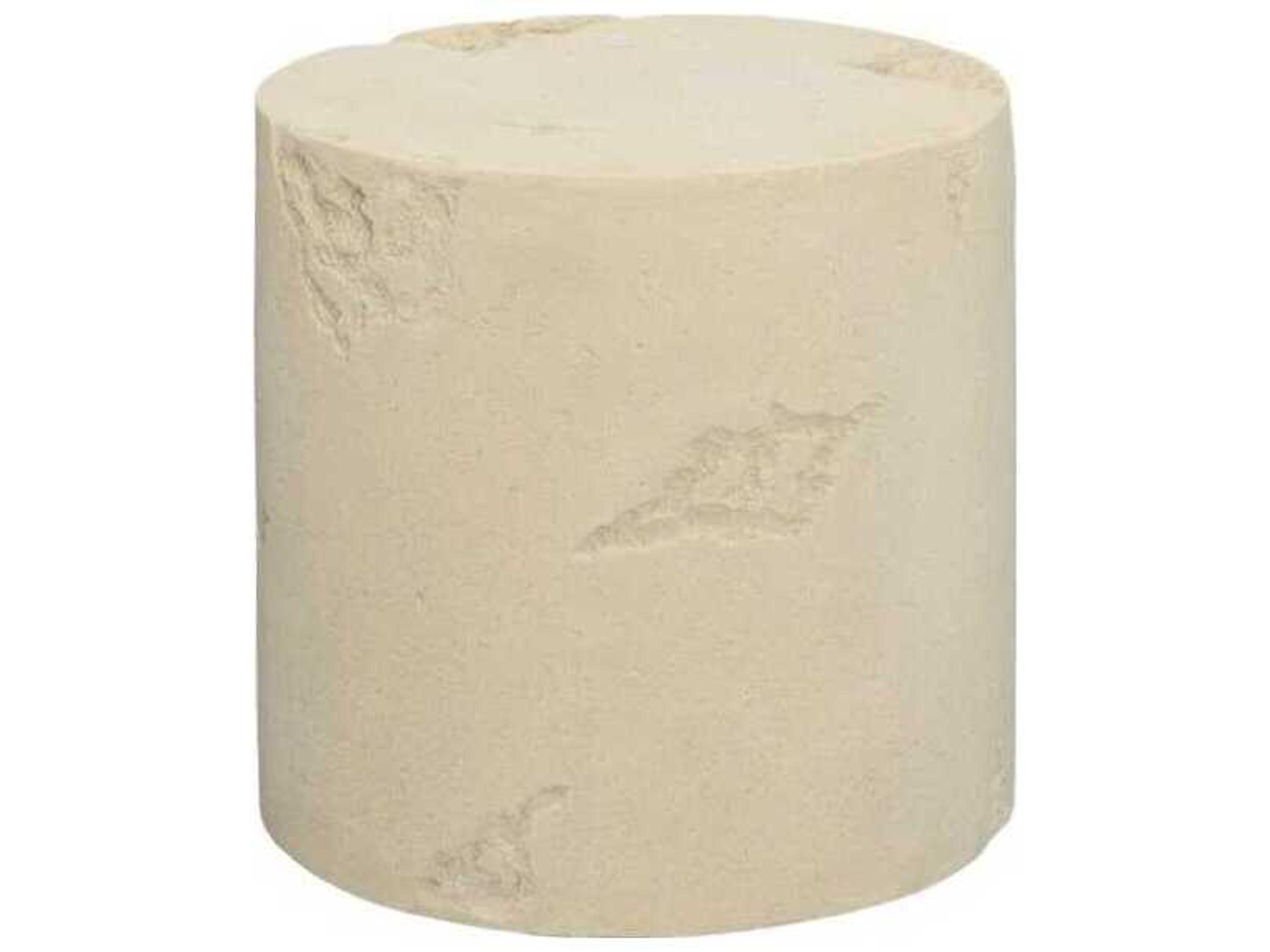 Phillips Collection Cast Formation Round Resin Roman Stone Off White End Table
