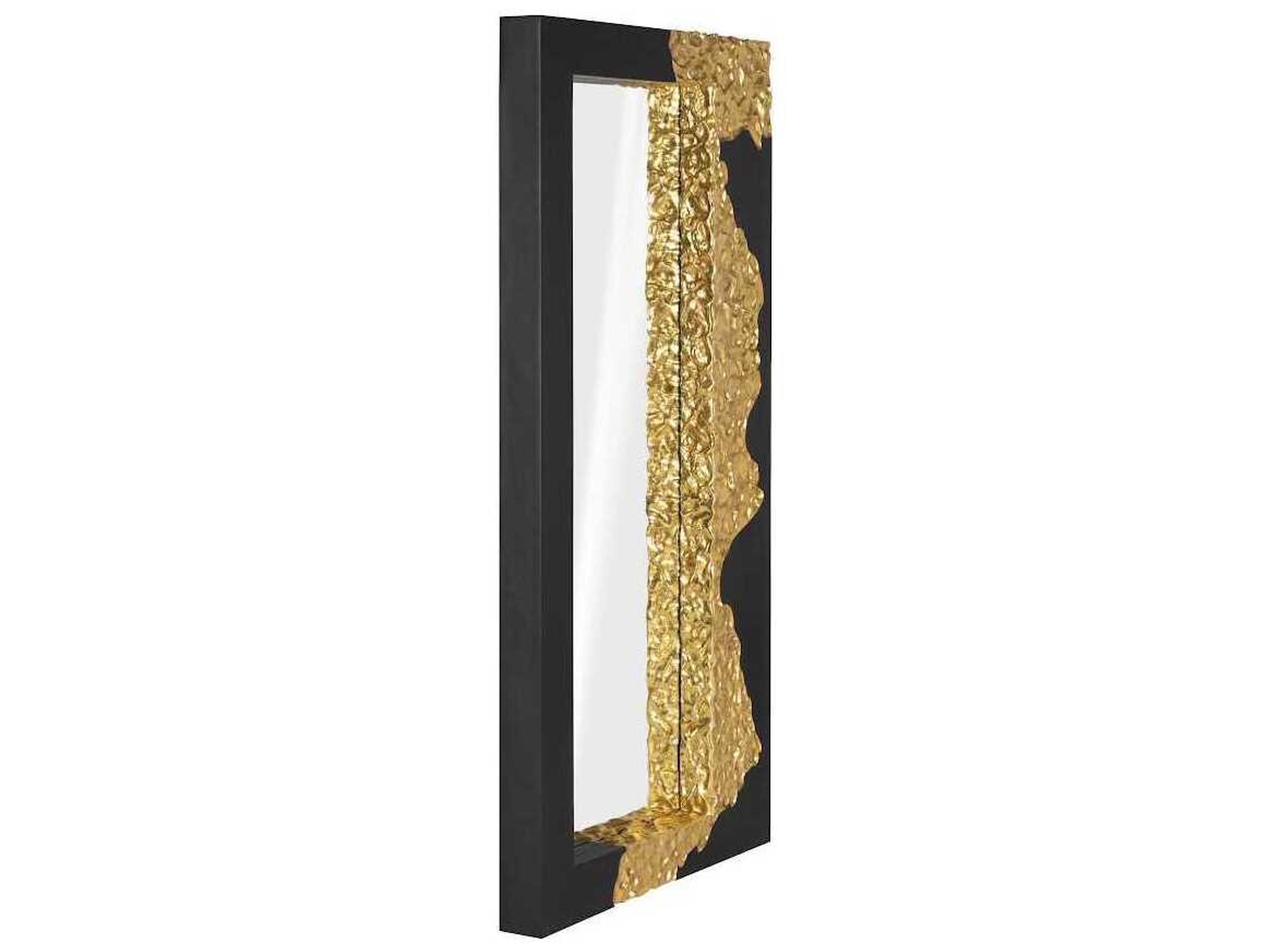 Phillips Collection Festive Glitz & Glam Mercury Gold Leaf Black Rectangular Floor Mirror