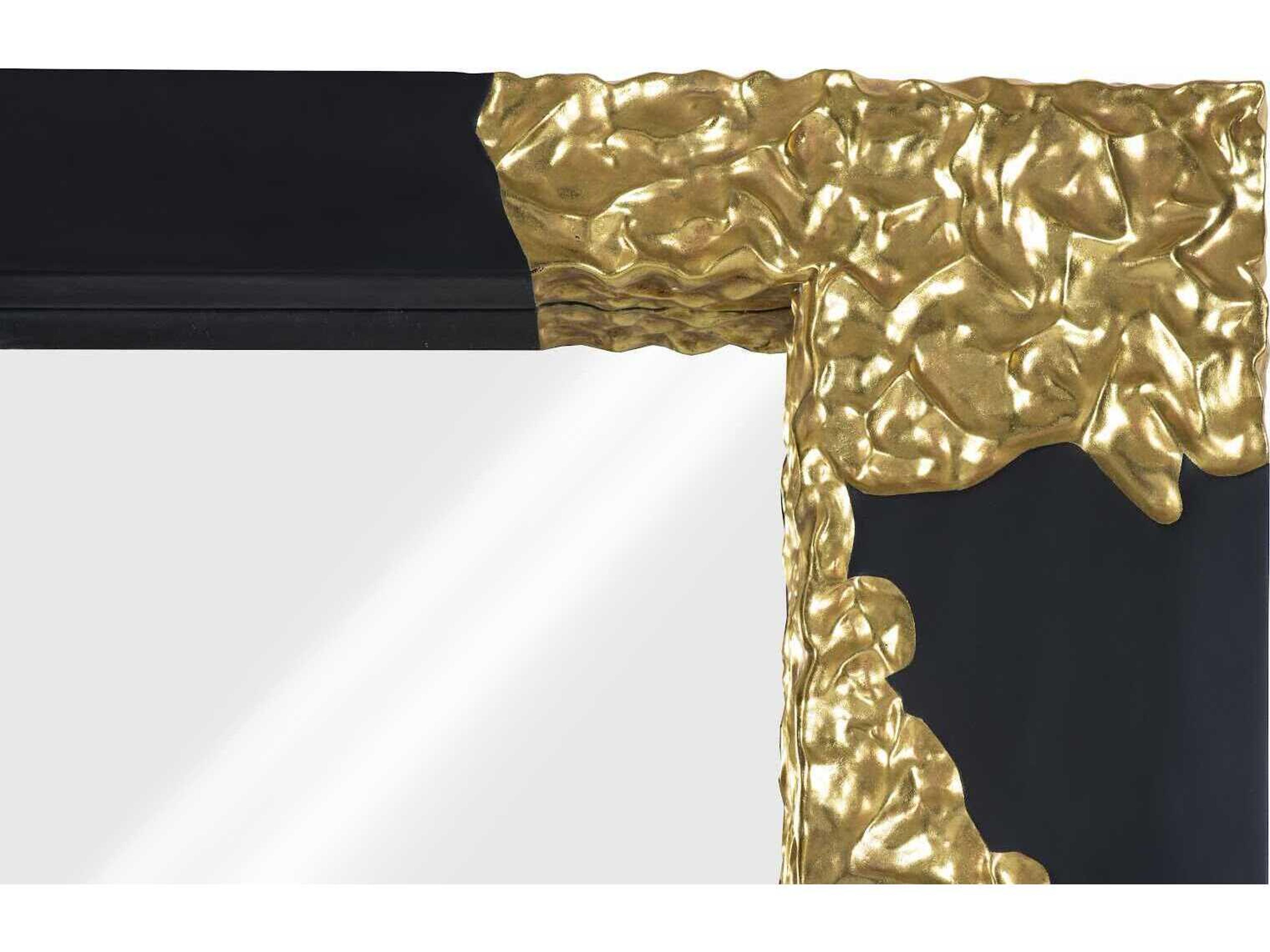 Phillips Collection Festive Glitz & Glam Mercury Gold Leaf Black Rectangular Floor Mirror