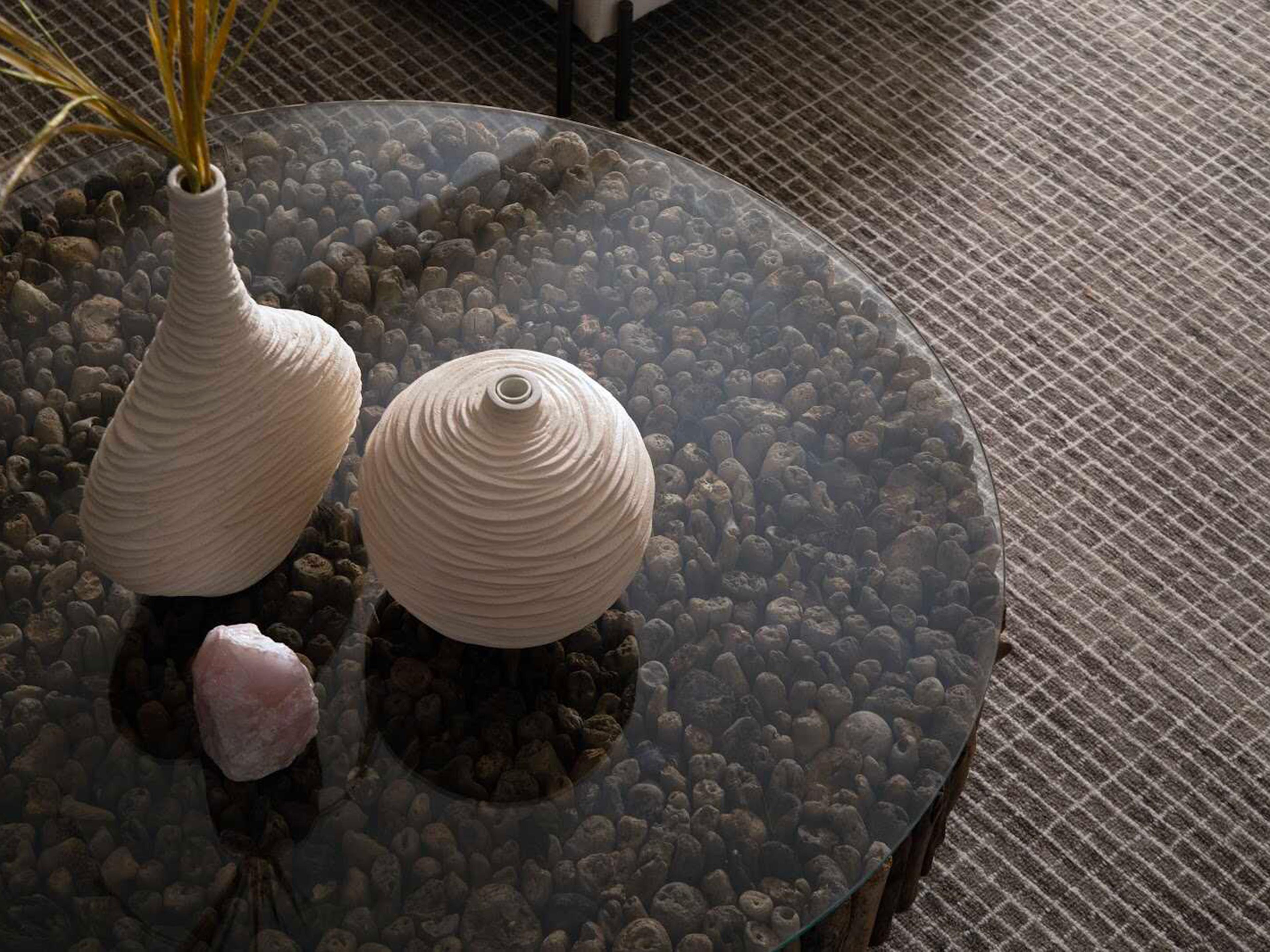 Phillips Collection Manhattan Round Glass Brown Black Coffee Table