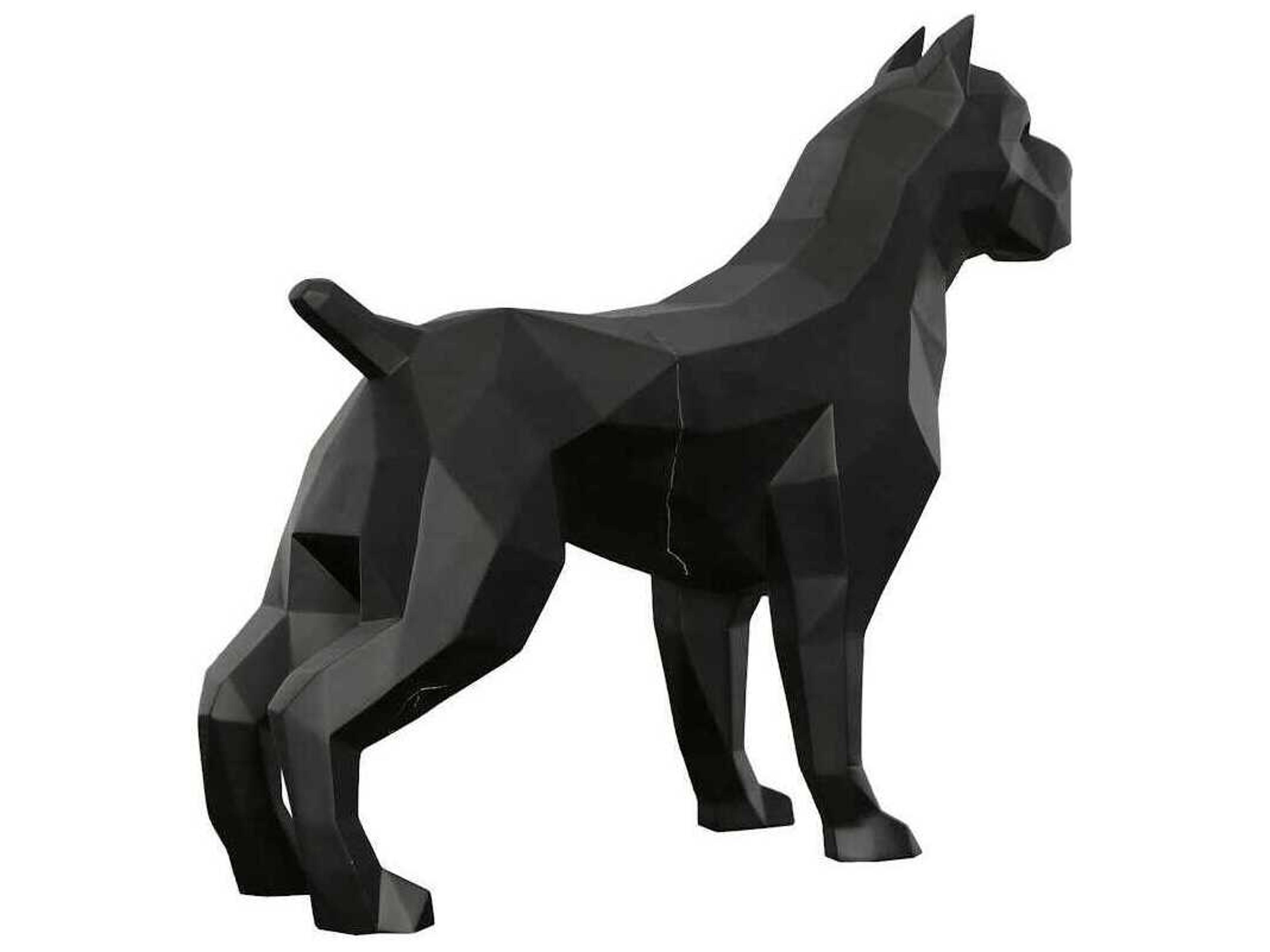 Phillips Collection Matte Lacquer Black Pitbull Facet Sculpture