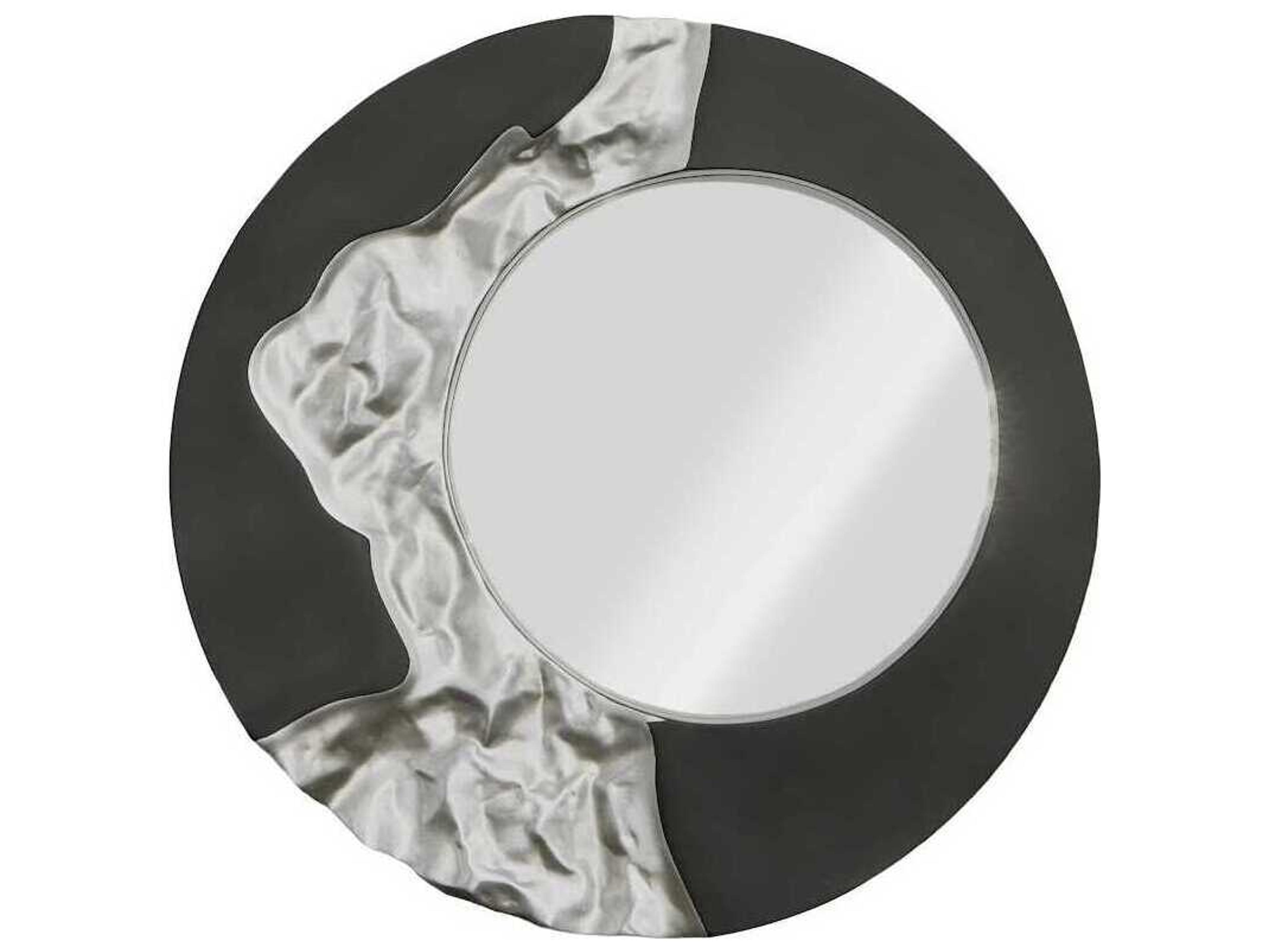 Mercury Silver Leaf Black Round Wall Mirror