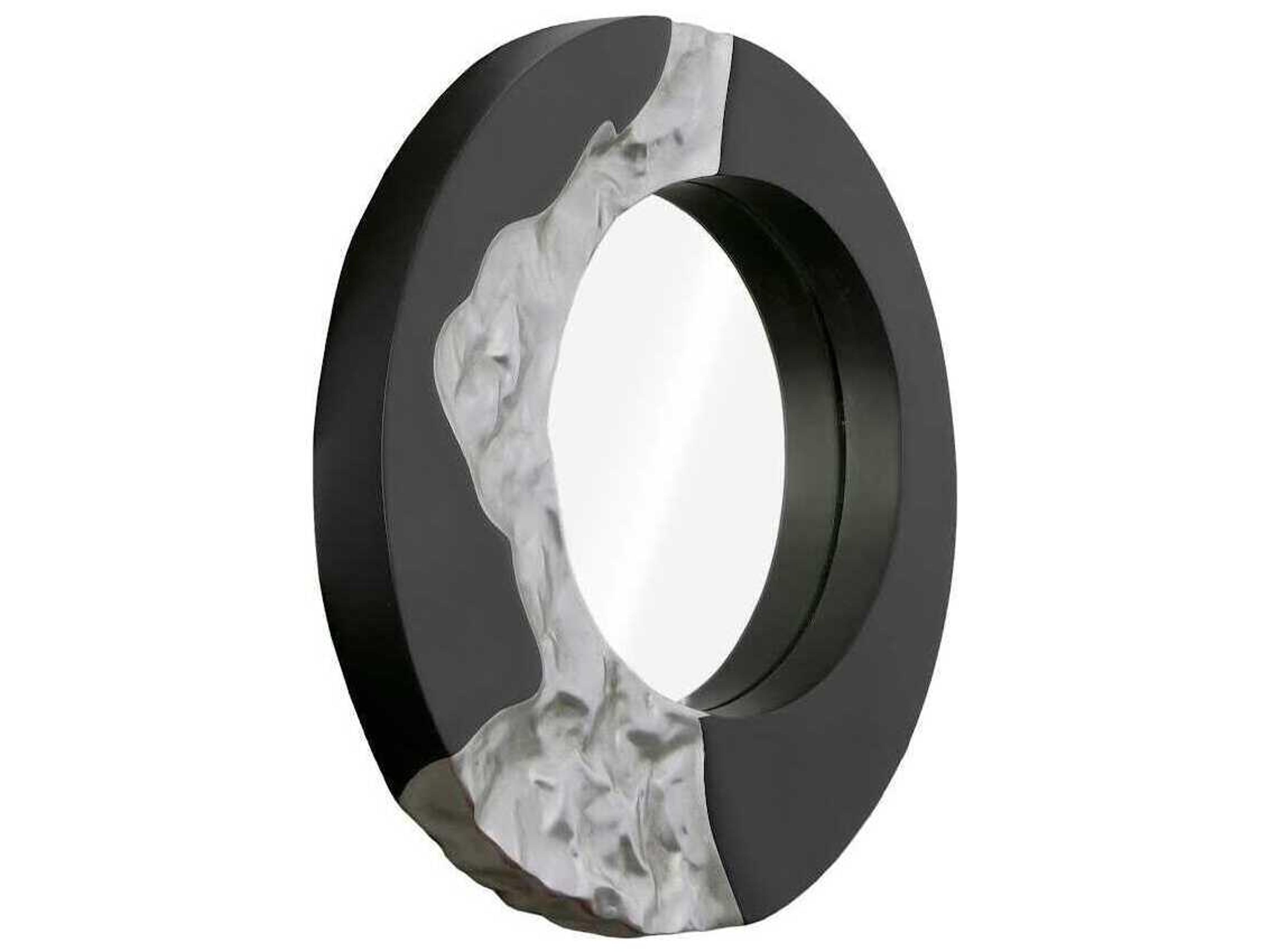 Phillips Collection Mercury Silver Leaf Black Round Wall Mirror