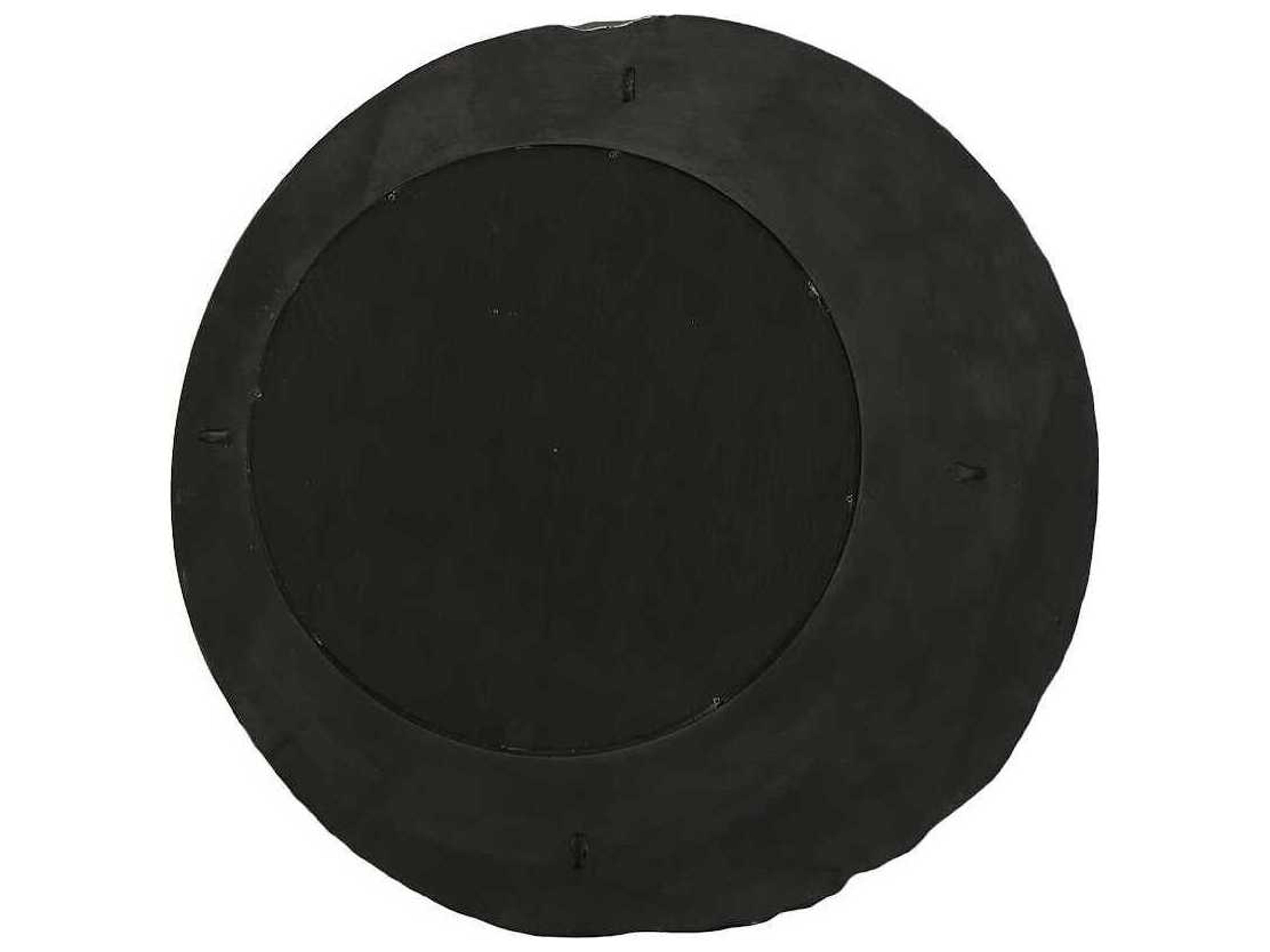 Phillips Collection Mercury Silver Leaf Black Round Wall Mirror