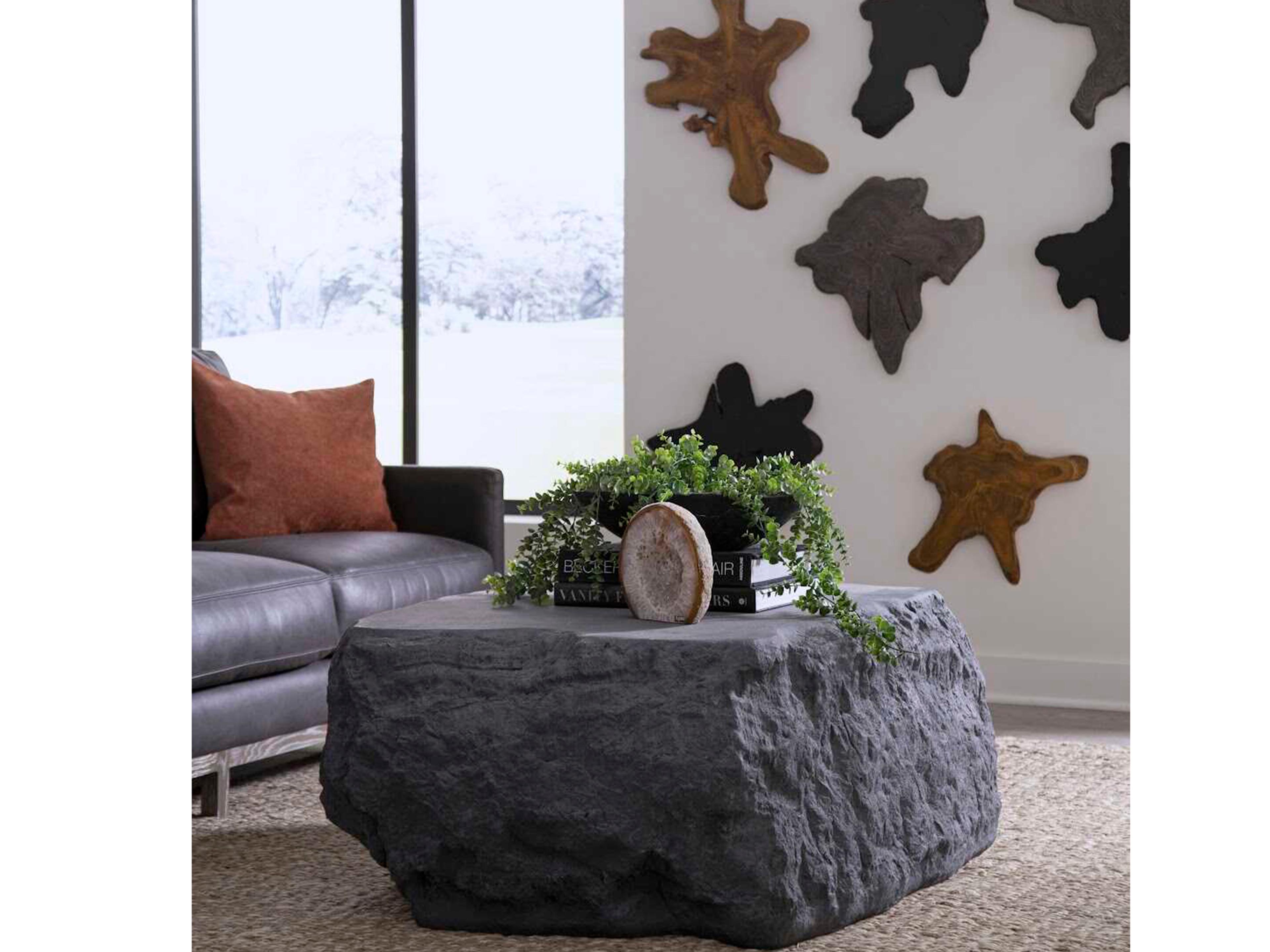 Phillips Collection Quarry Resin Charcoal Stone Gray Coffee Table