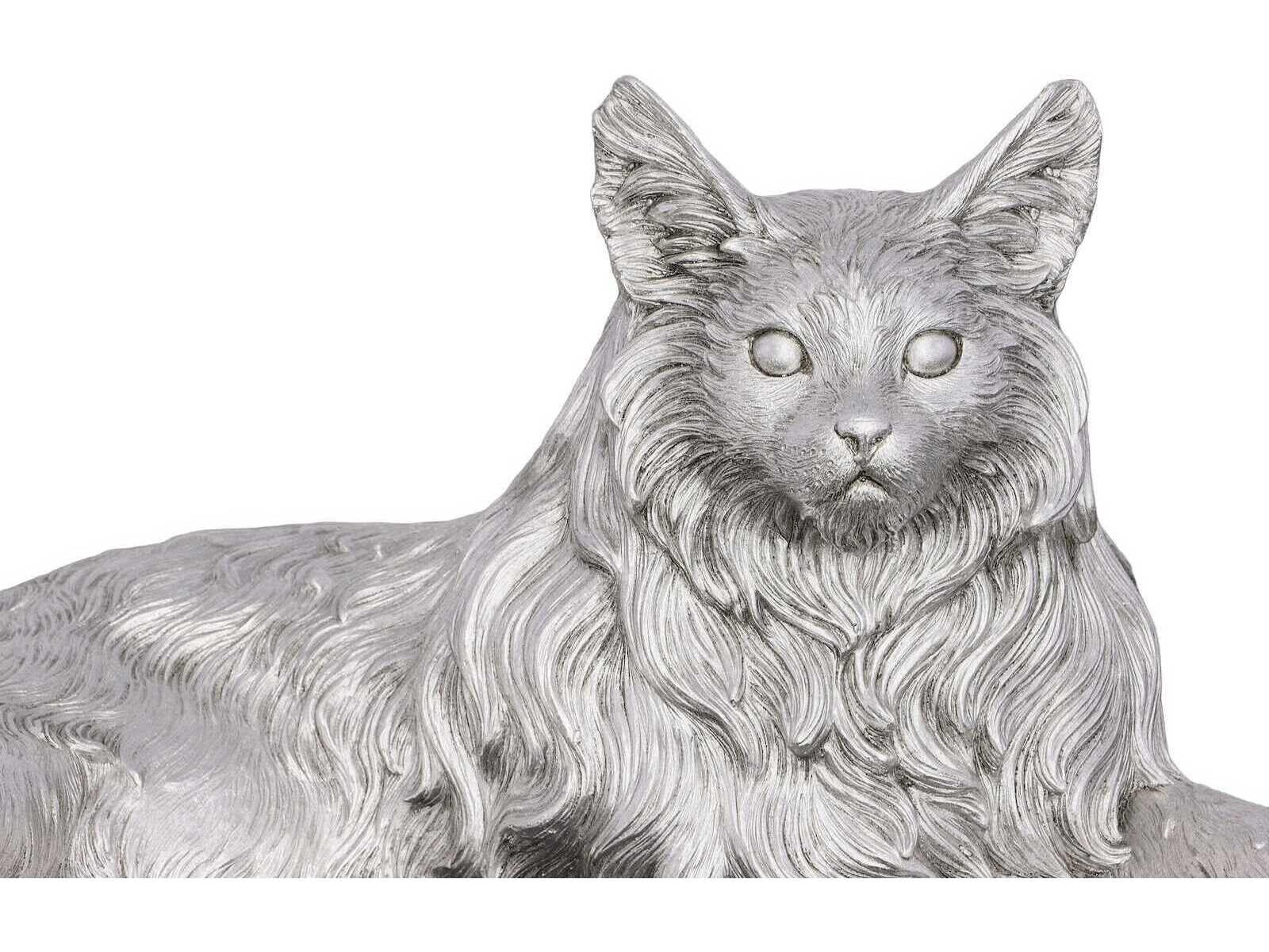 Phillips Collection Bronze Silver Cat Sculpture