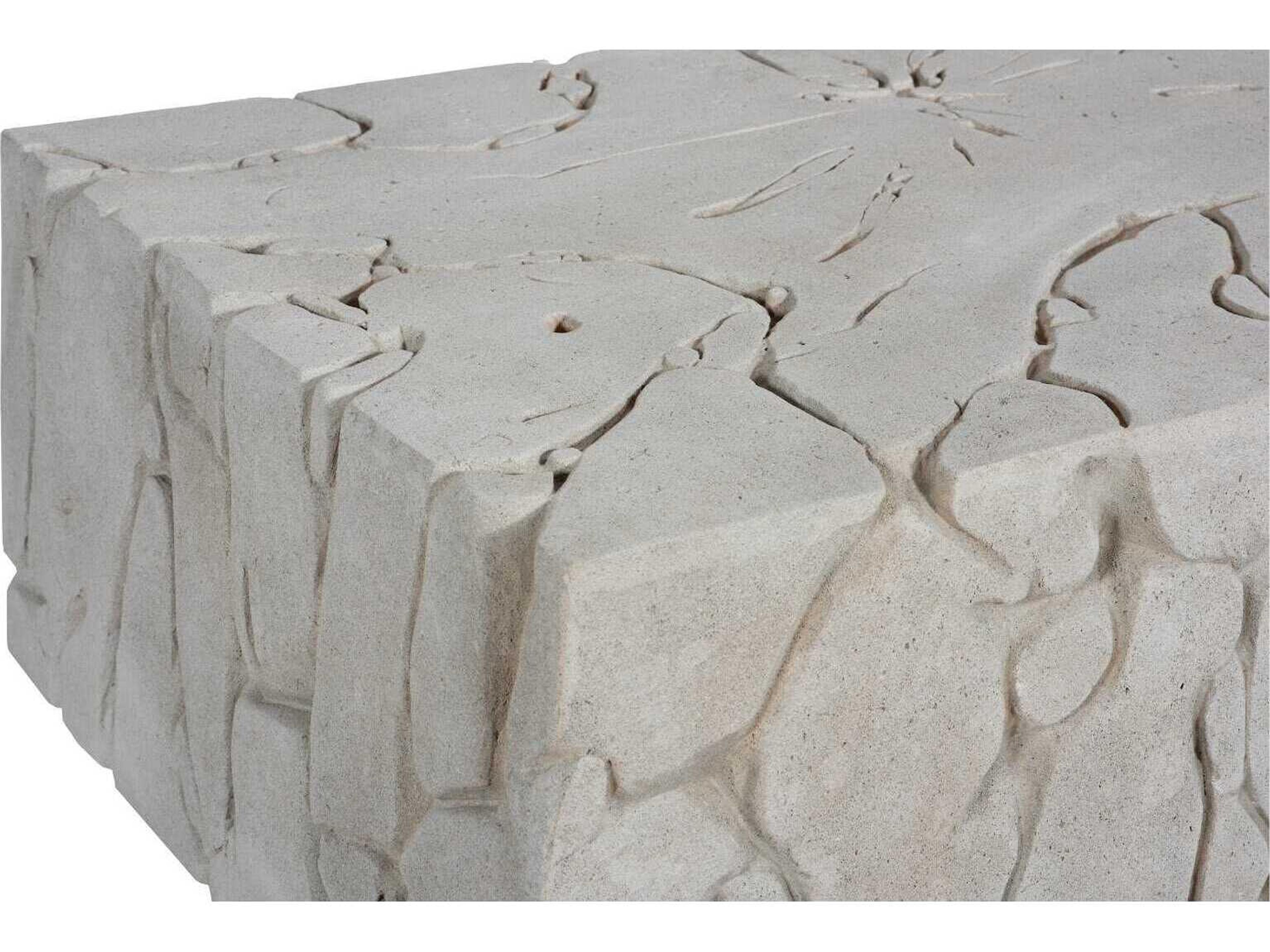 Phillips Collection Chunk Rectangular Resin Roman Stone Off White Coffee Table