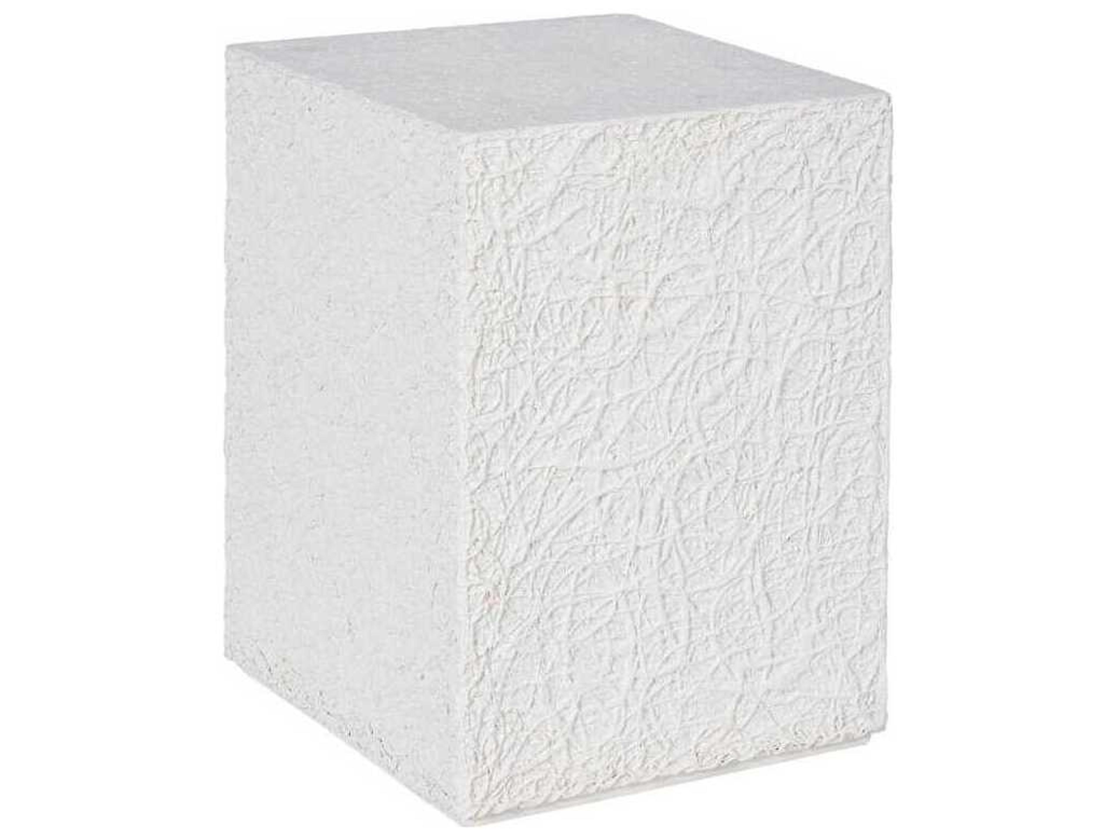 String Theory Square Resin White Stone End Table
