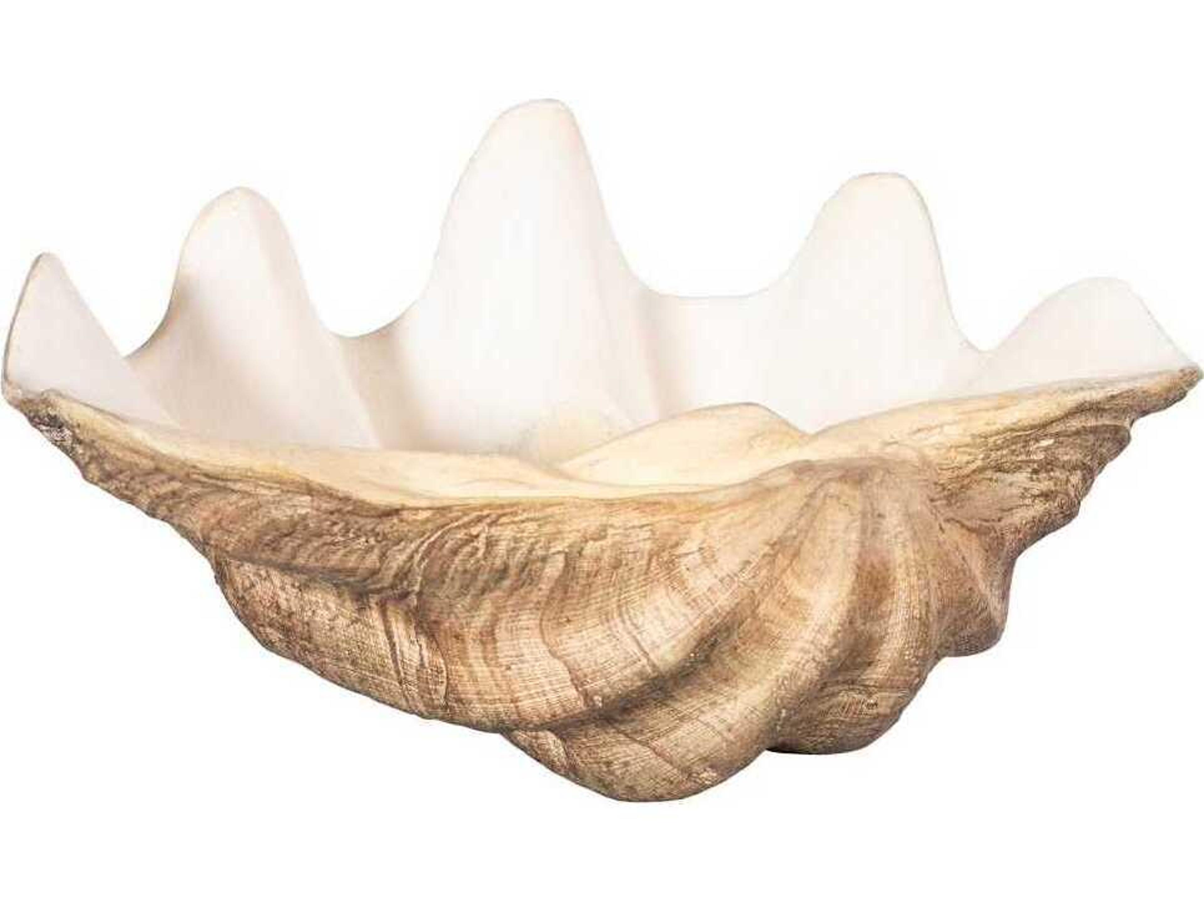Beige White Cast Clam Shell Bowl