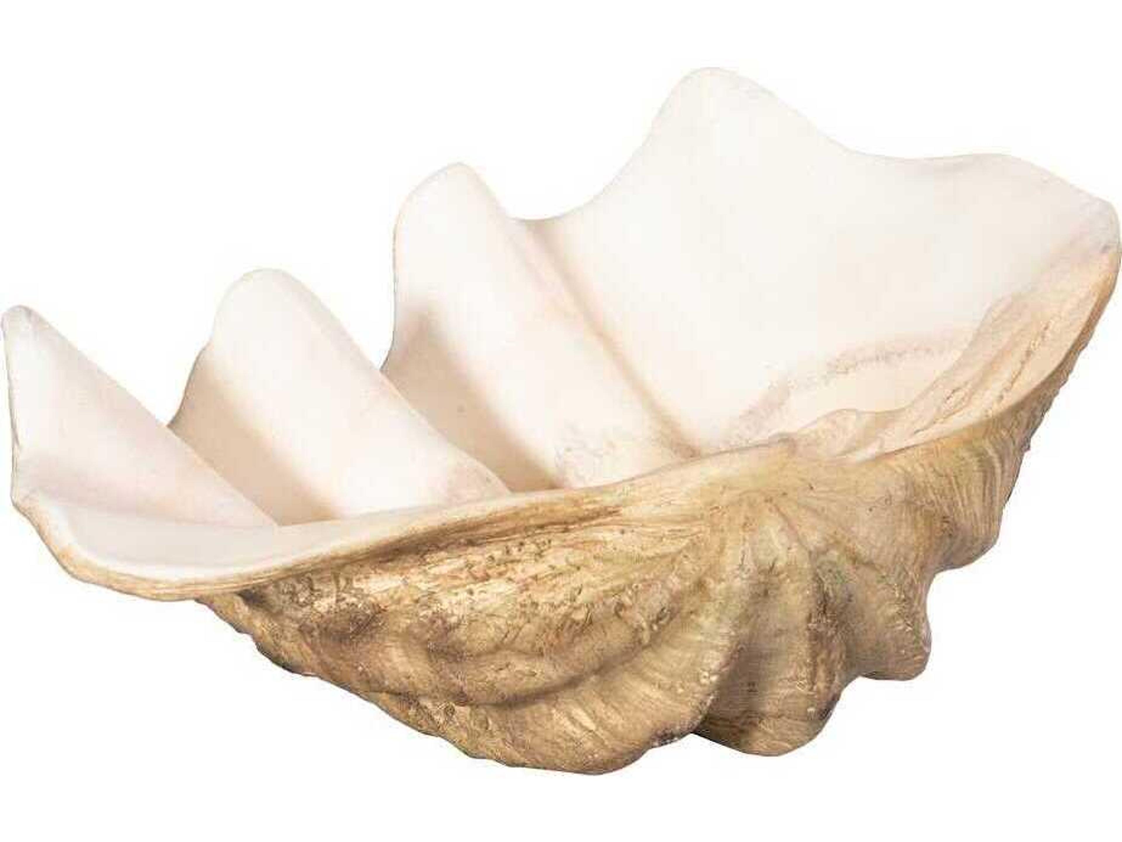 Beige White Cast Clam Shell Bowl