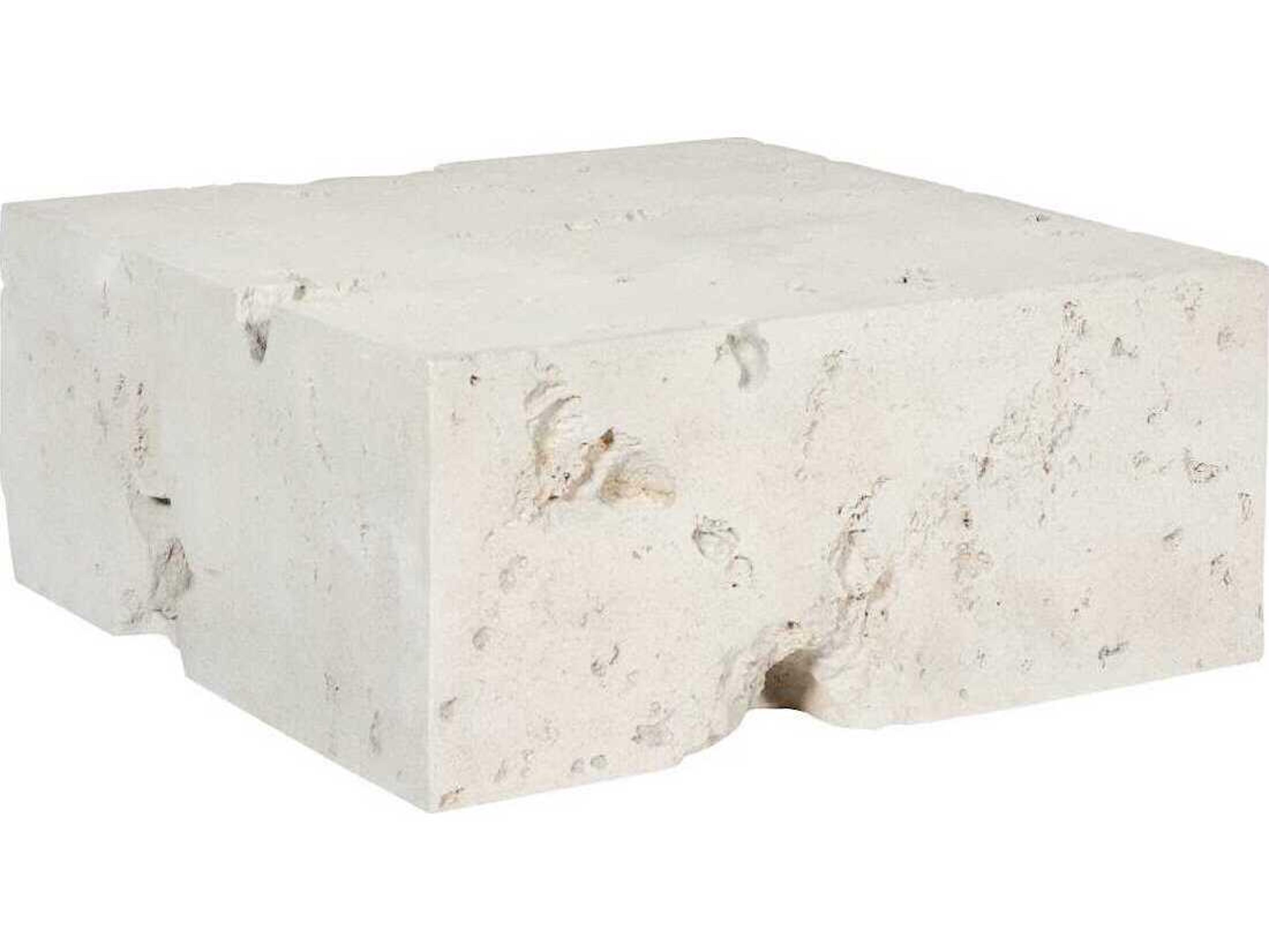 Phillips Collection Formation Square Resin Roman Stone Off White Coffee Table