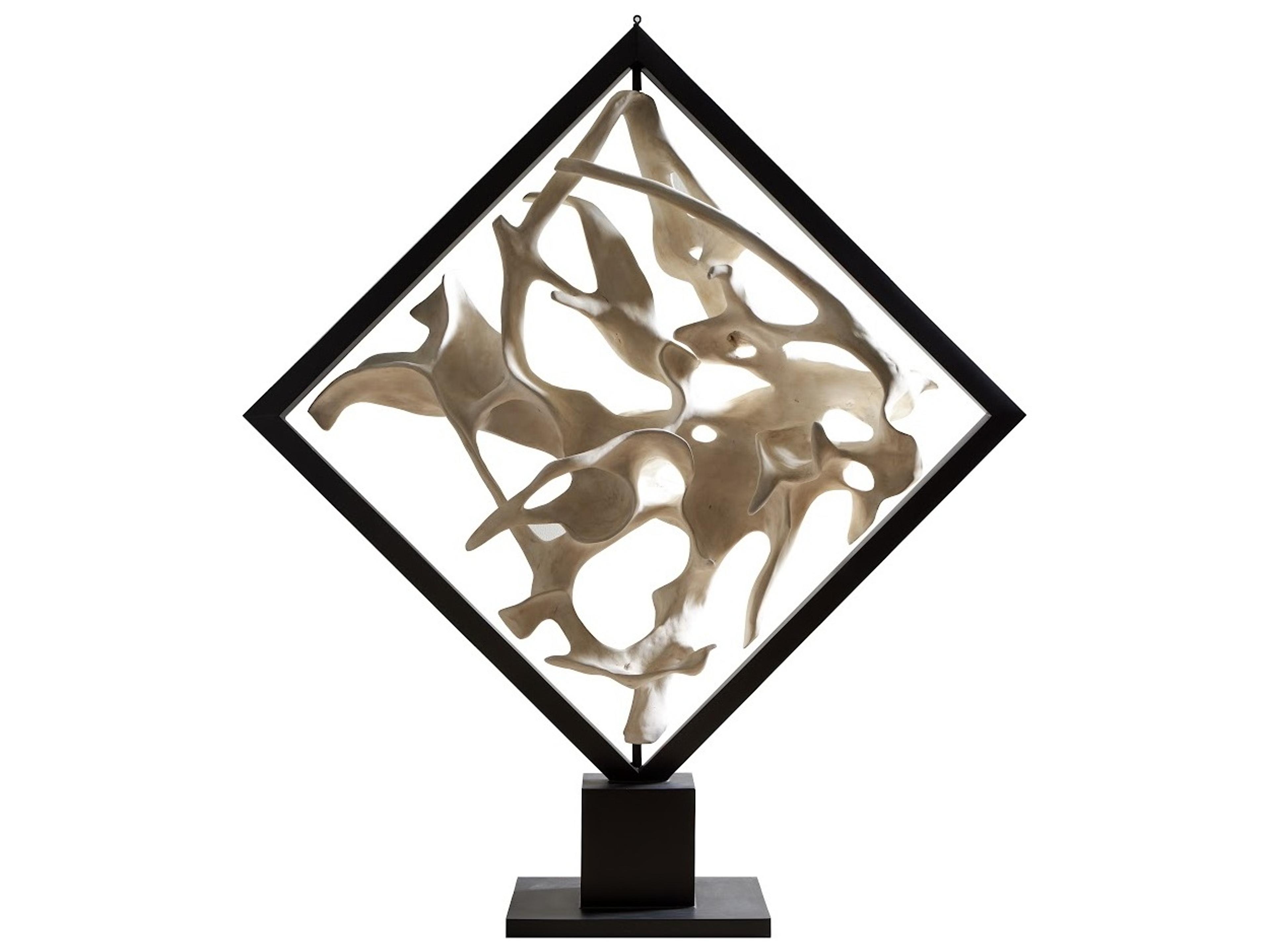 Cast Revolving Diamond Sculpture Faux Bleached Modern