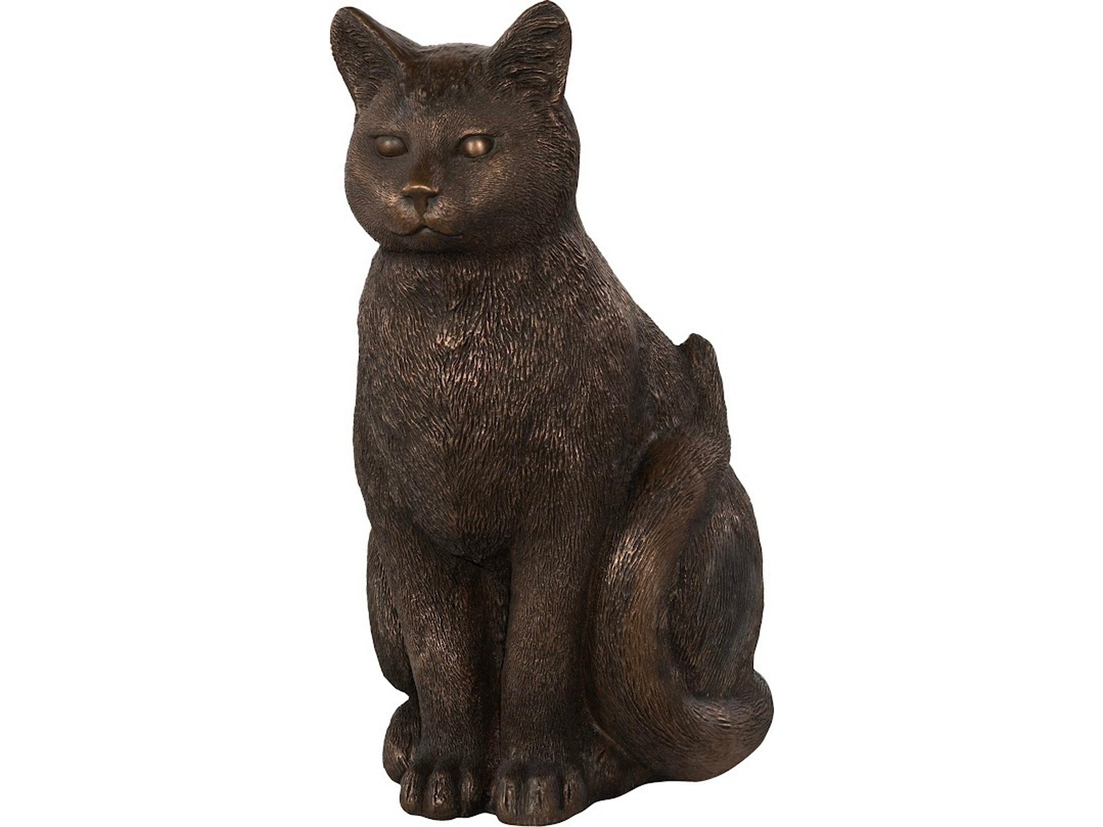 Cat Sitting Bronze Brown Sculpture