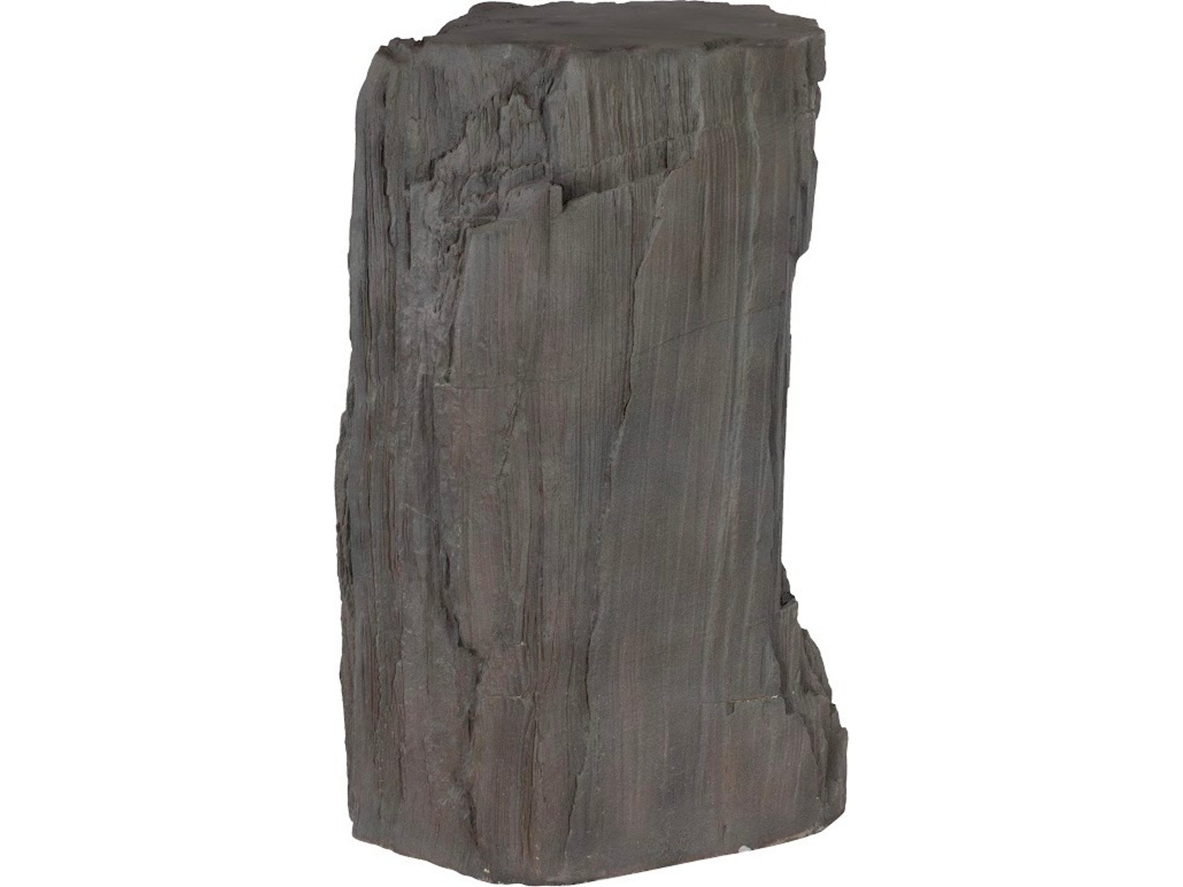 Stratified Cast Stone Painted Slate Gray Sculpture