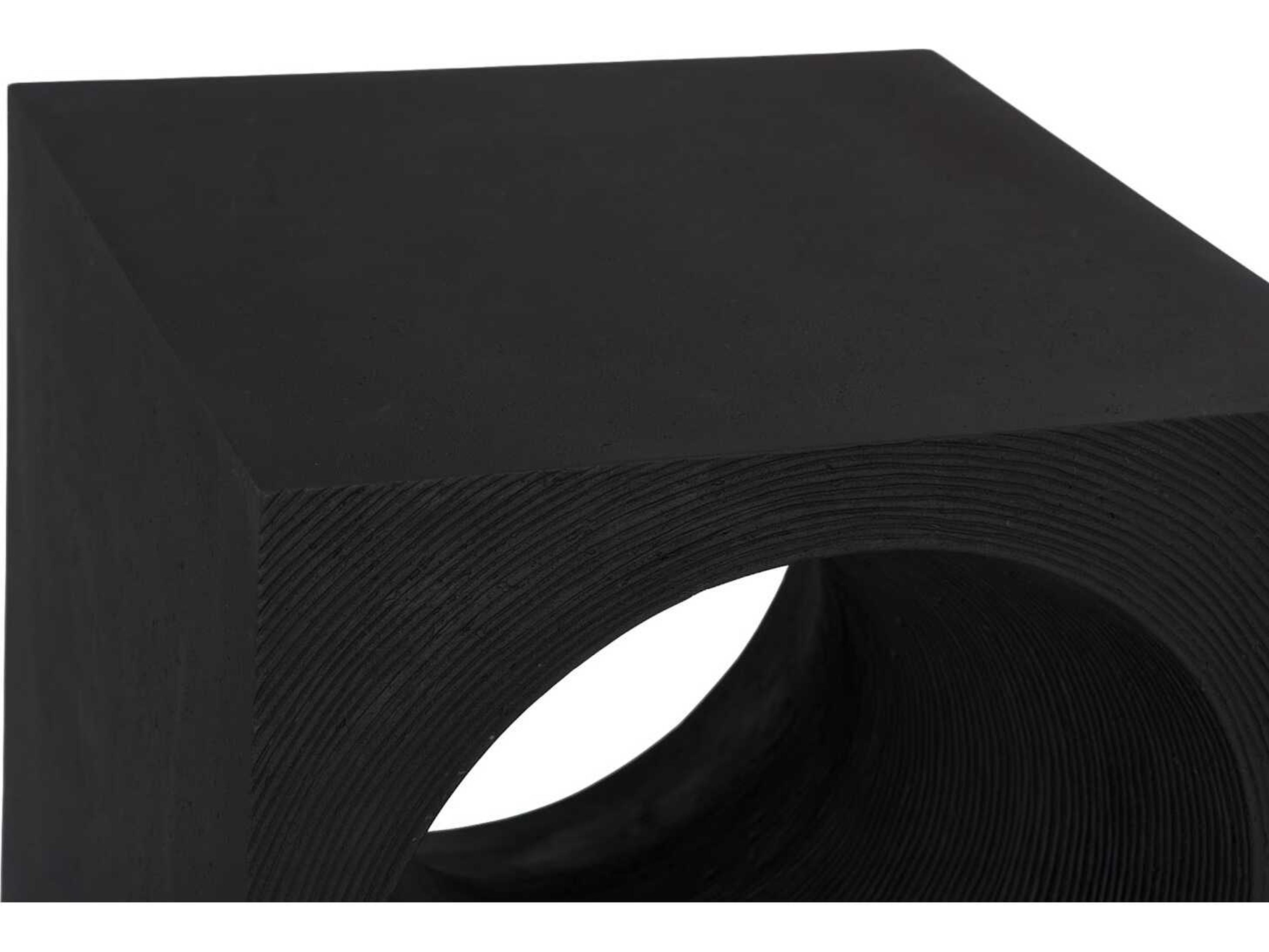 Phillips Collection Square Black Stone End Table