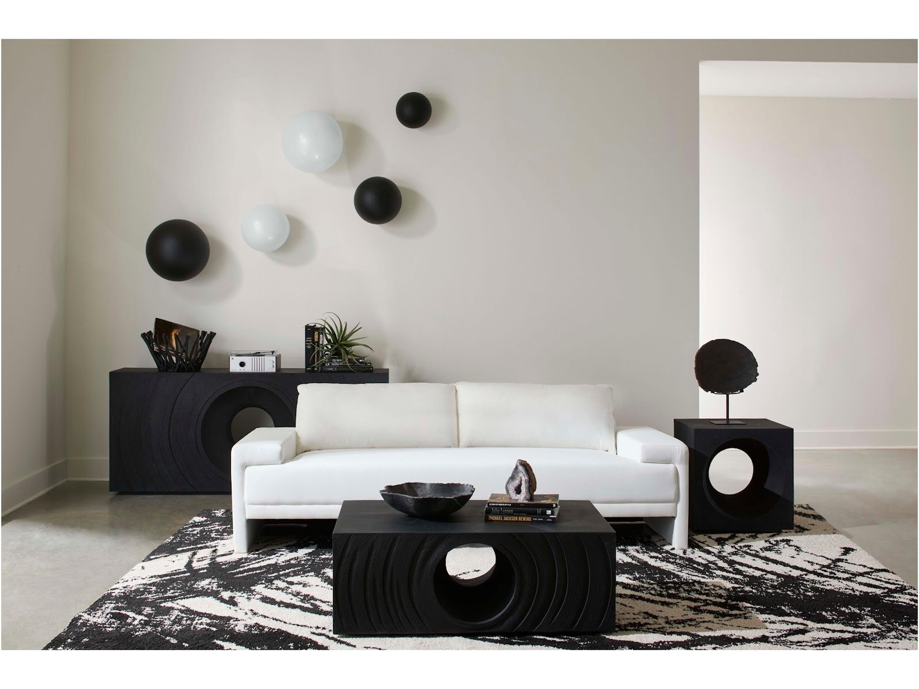 Phillips Collection Square Black Stone End Table