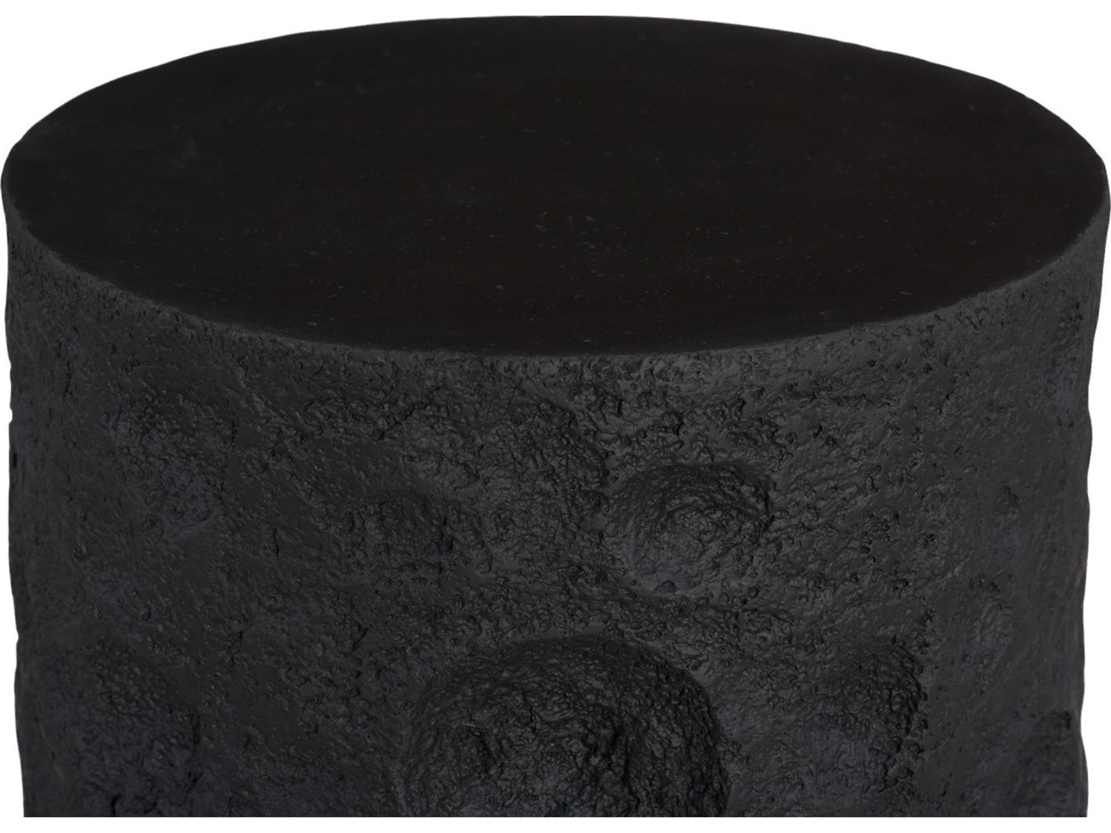 Phillips Collection Round Resin Black Stone End Table