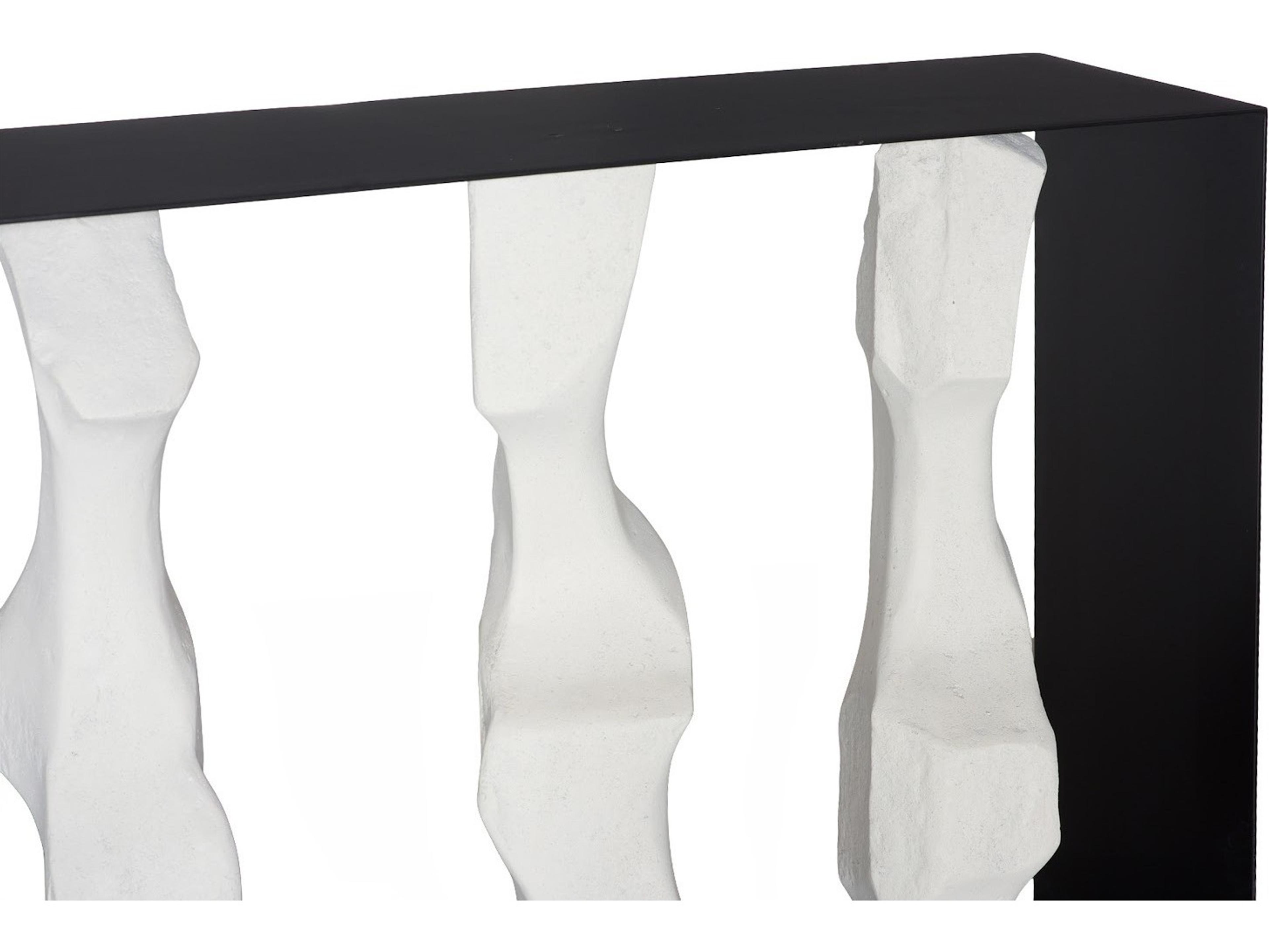 Phillips Collection Rectangular Black Off White Metal Console Table