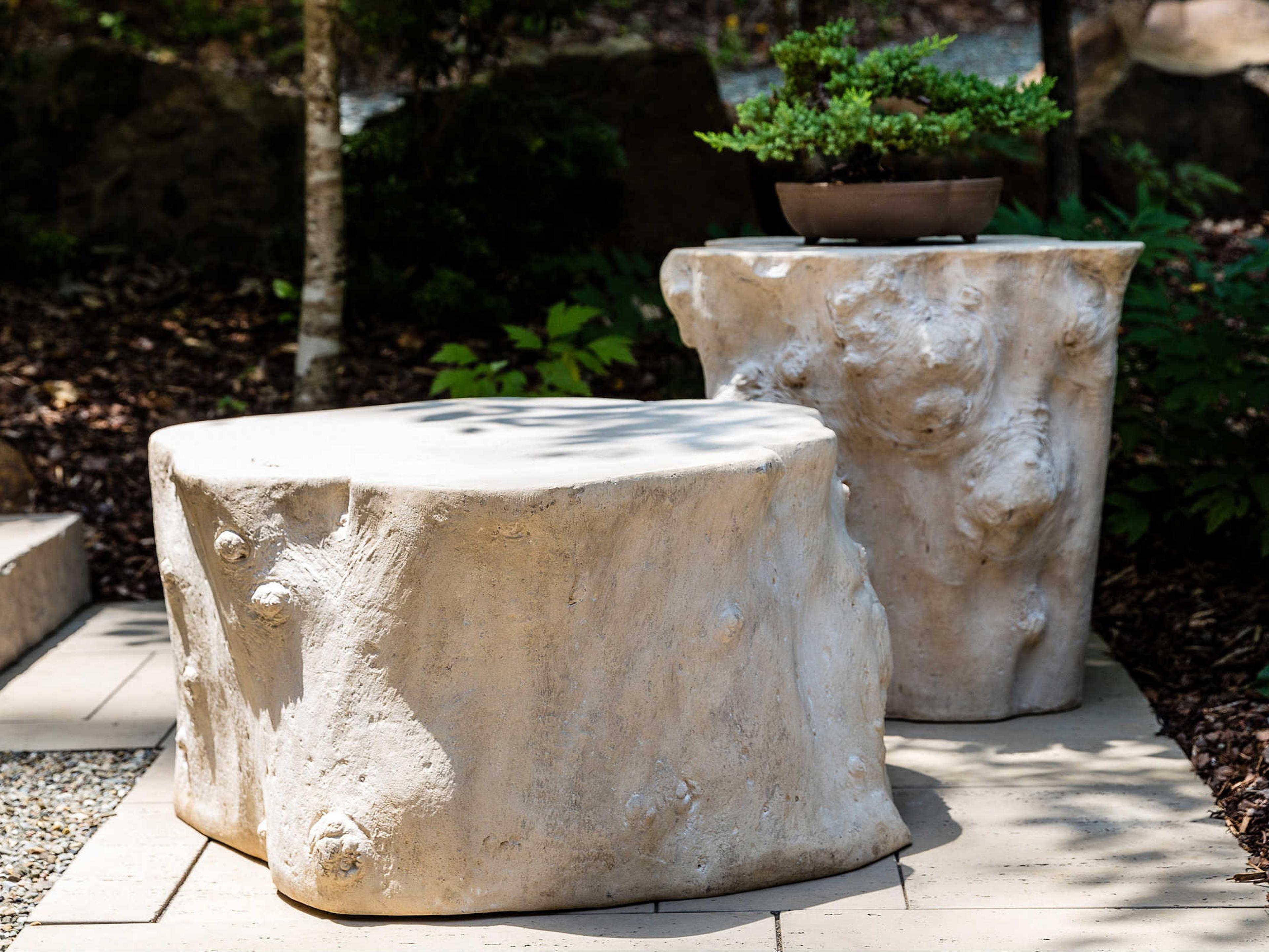 Phillips Collection Log Roman Stone White Accent Stool