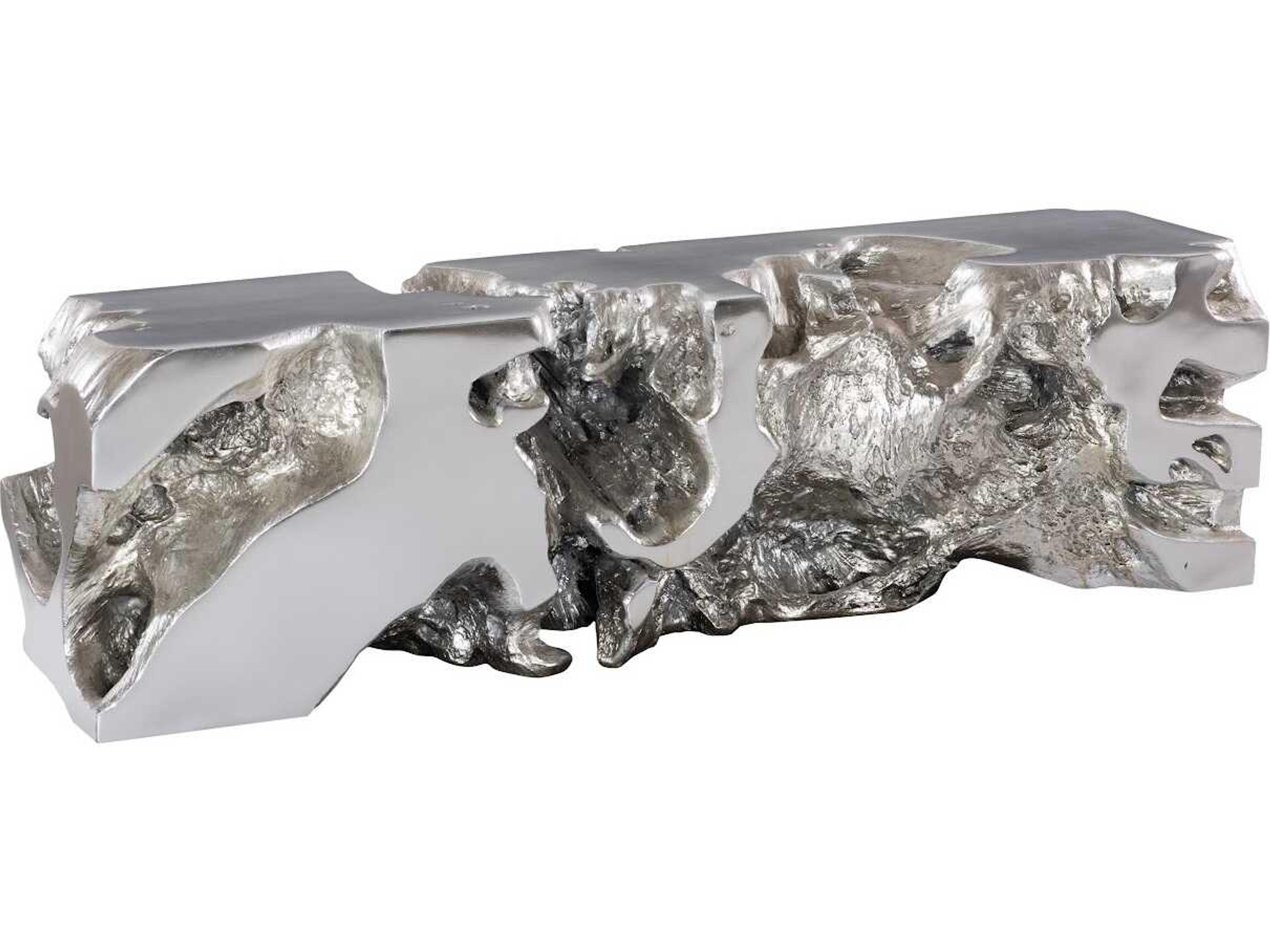 Luxecor Flow Silver Leaf Accent Bench