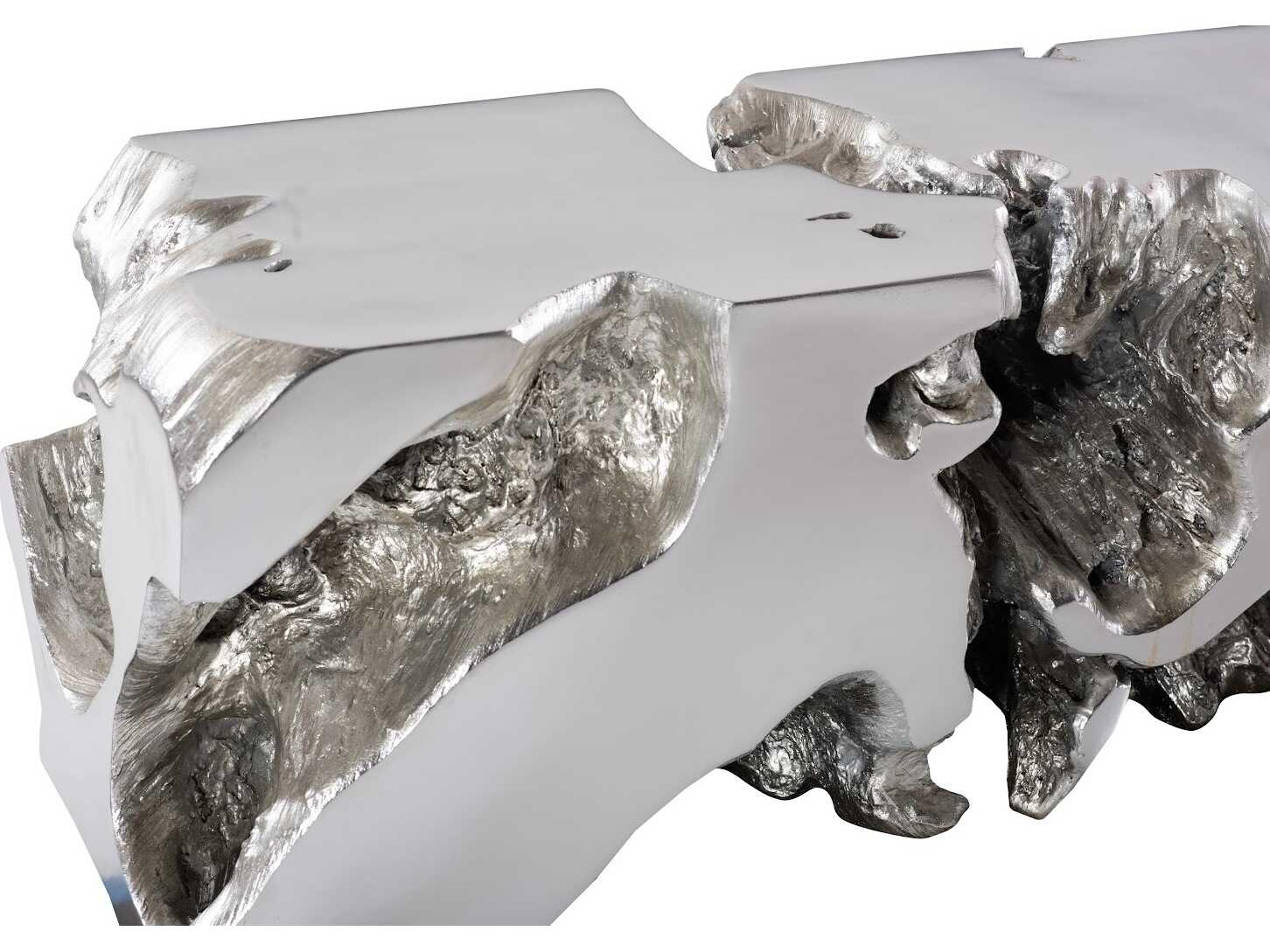 Luxecor Flow Silver Leaf Accent Bench