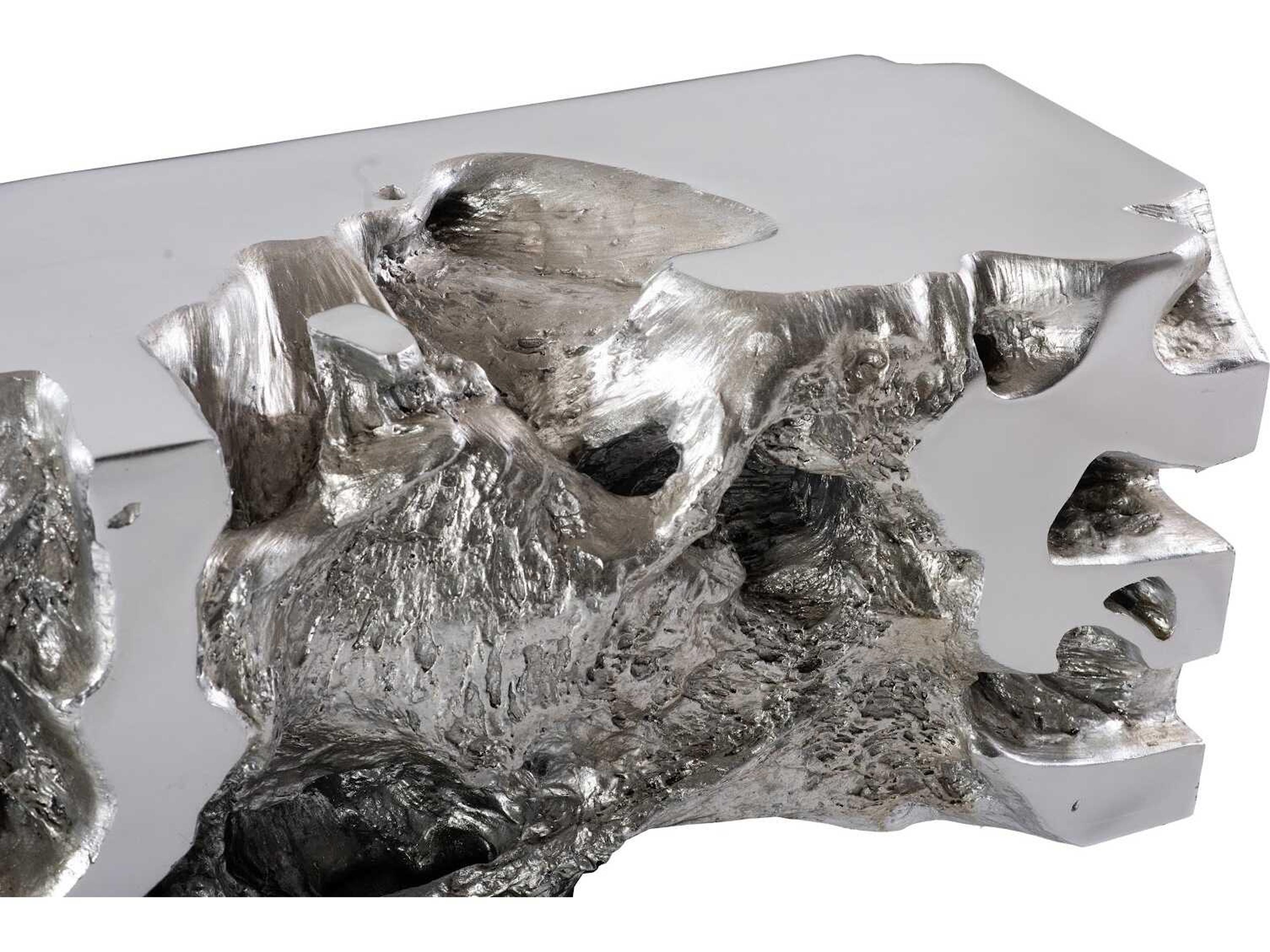 Luxecor Flow Silver Leaf Accent Bench