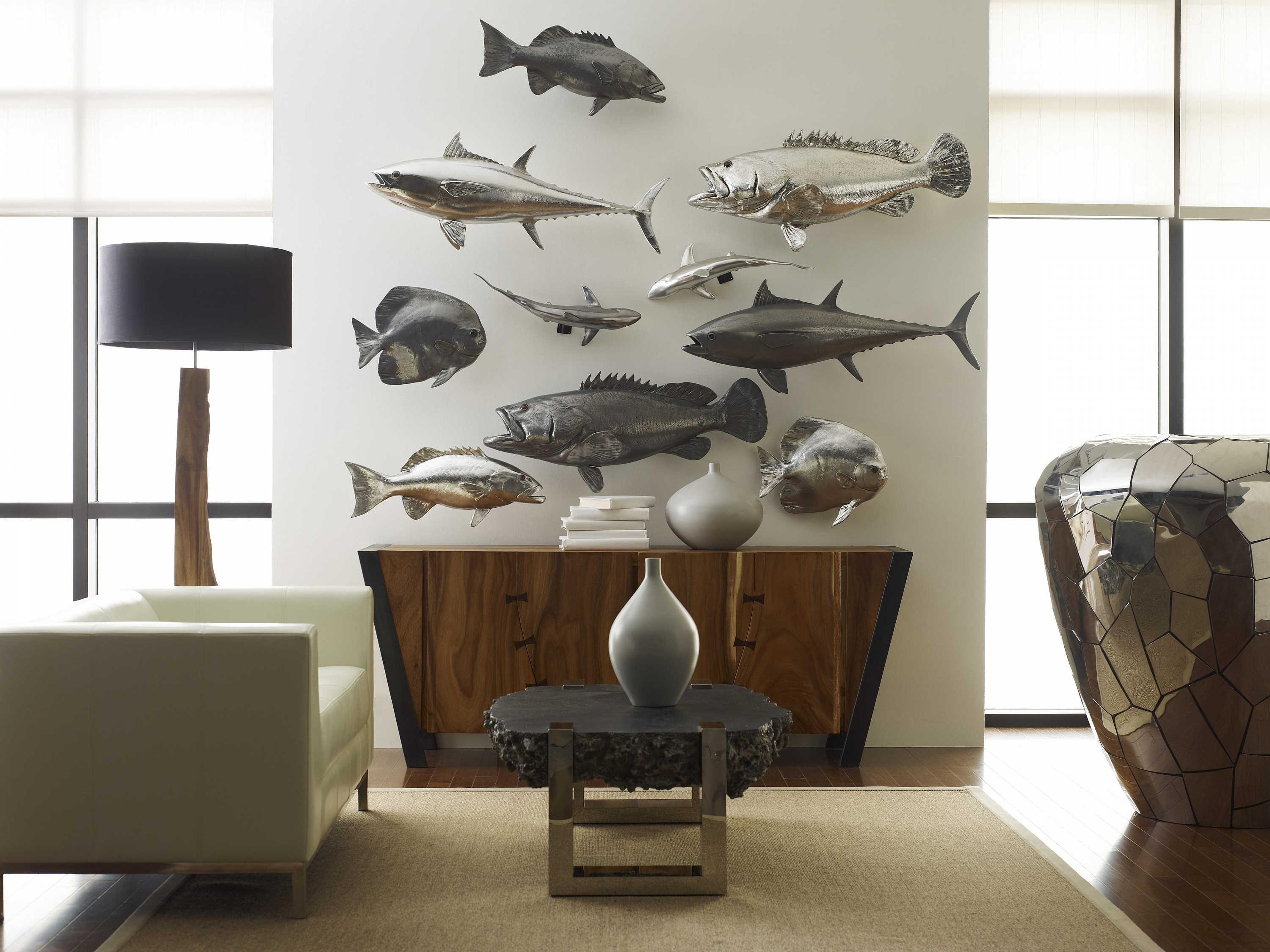 Phillips Collection Polished Aluminum Bluefin Tuna Fish 3D Wall Art