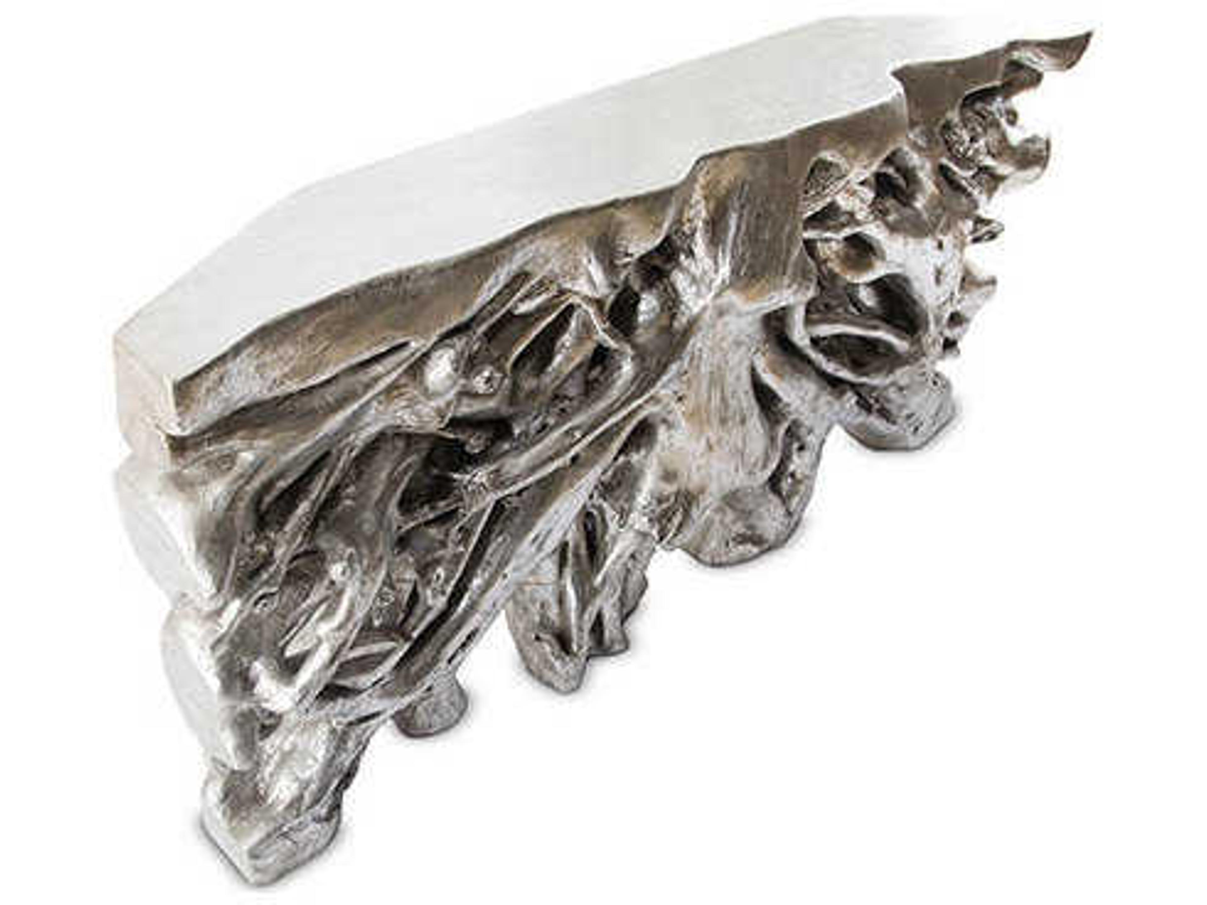 Phillips Collection Cast Naturals Silver Leaf Console Table