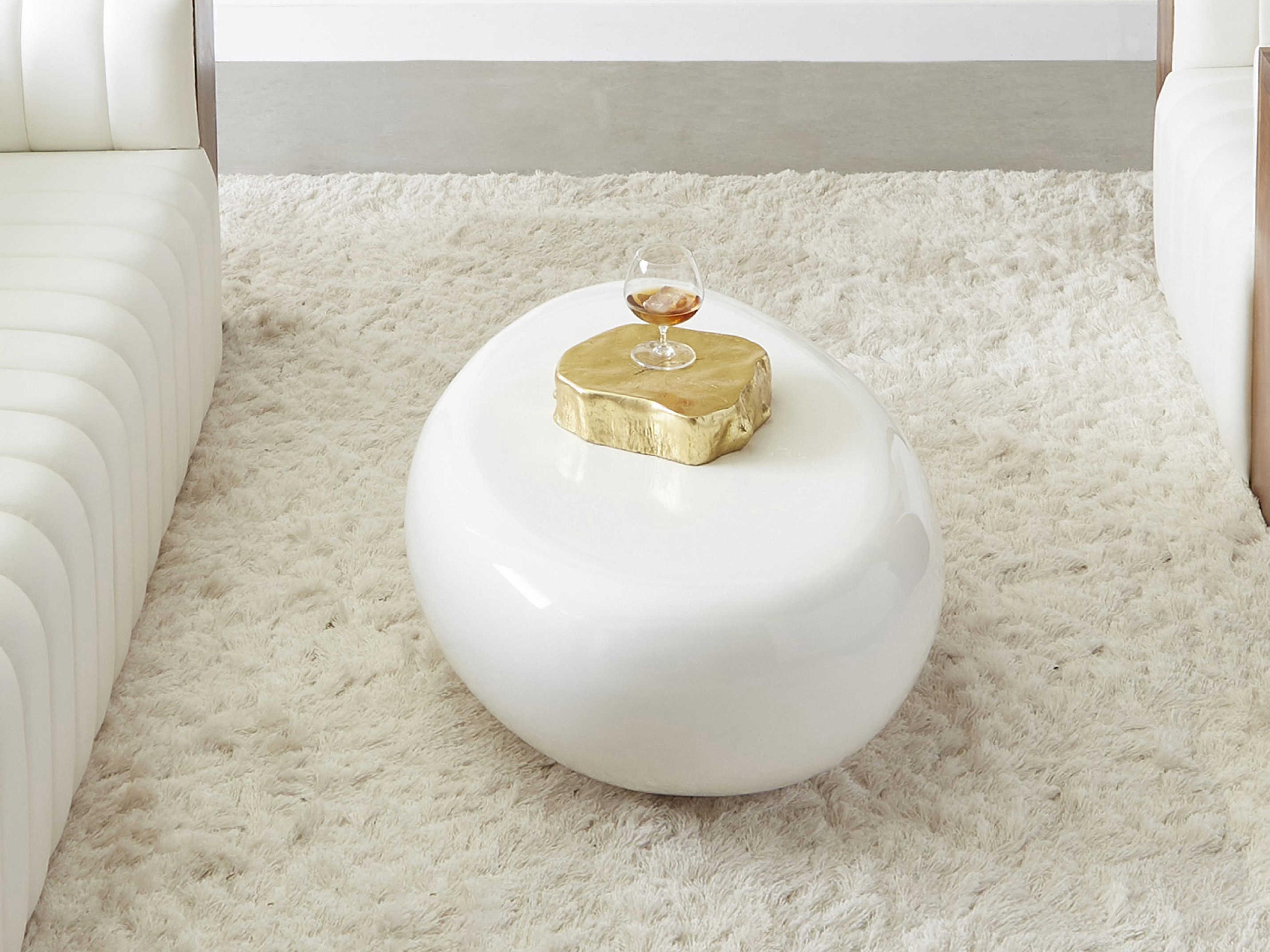 Phillips Collection Outdoorriver Stone Oval Gel Coat White Coffee Table