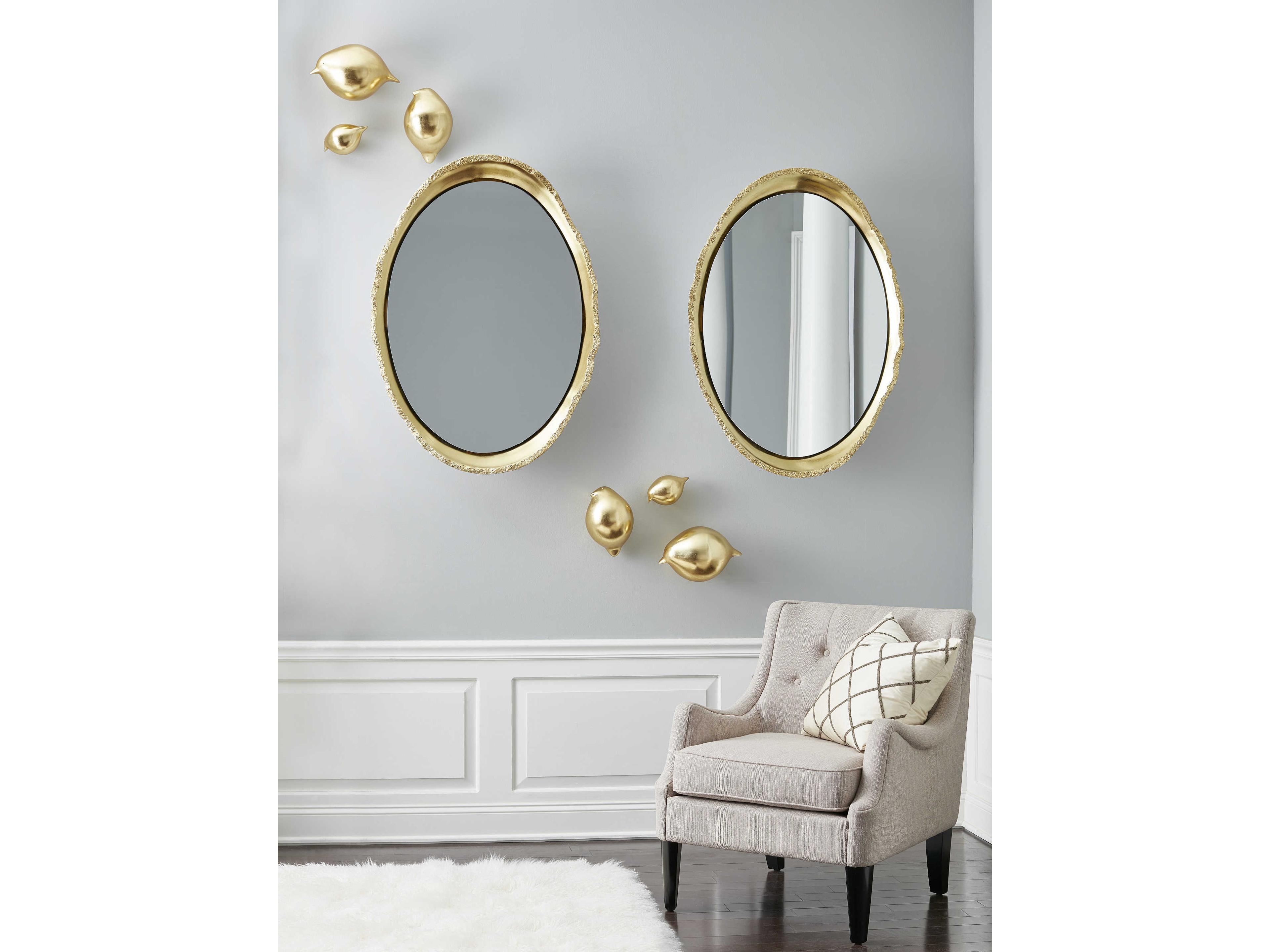 Phillips Collection Dann Foley Pearl White / Gold Leaf Wall Mirror