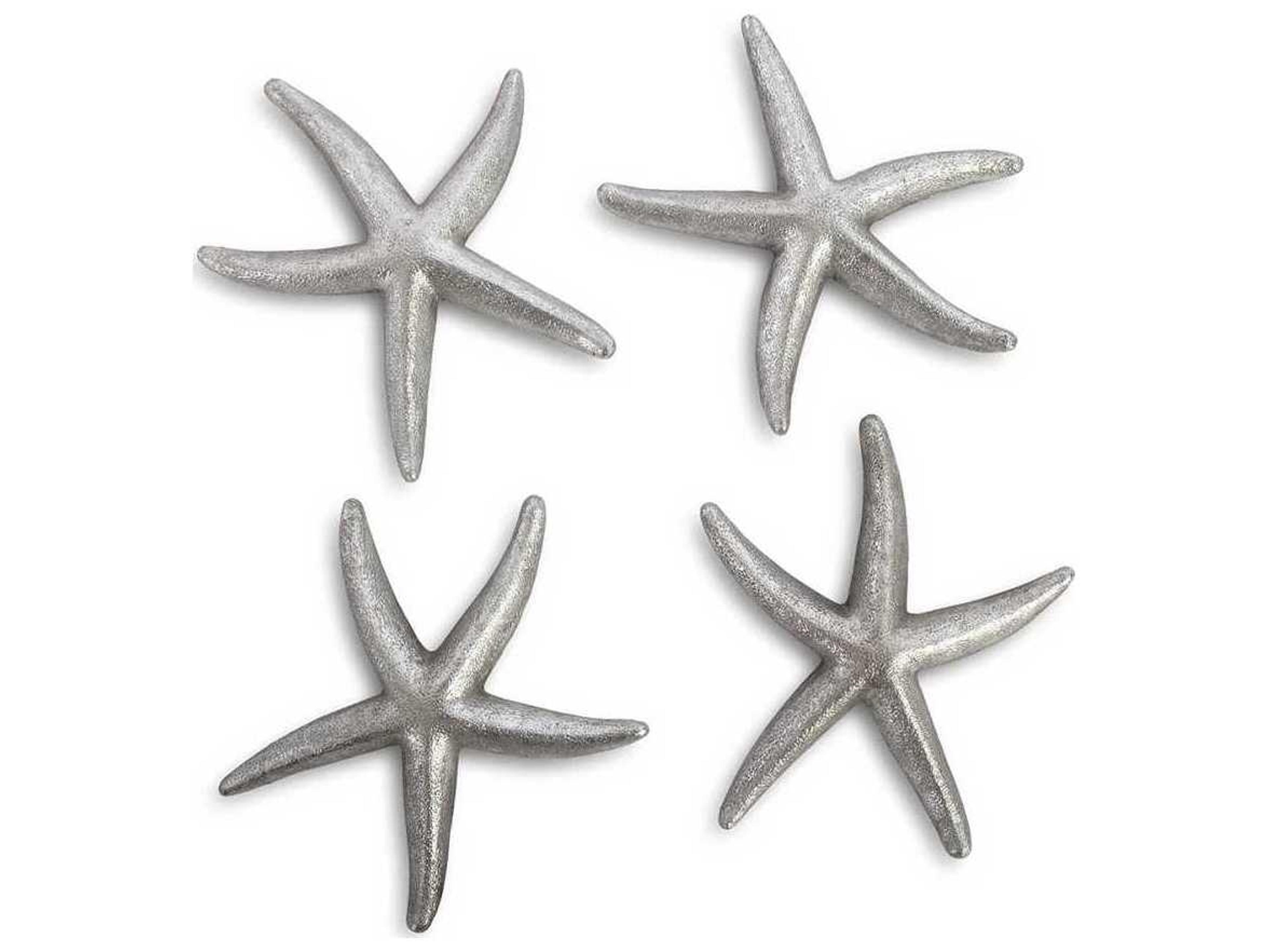 Silver Leaf Starfish Small 3D Wall Art Set of 4