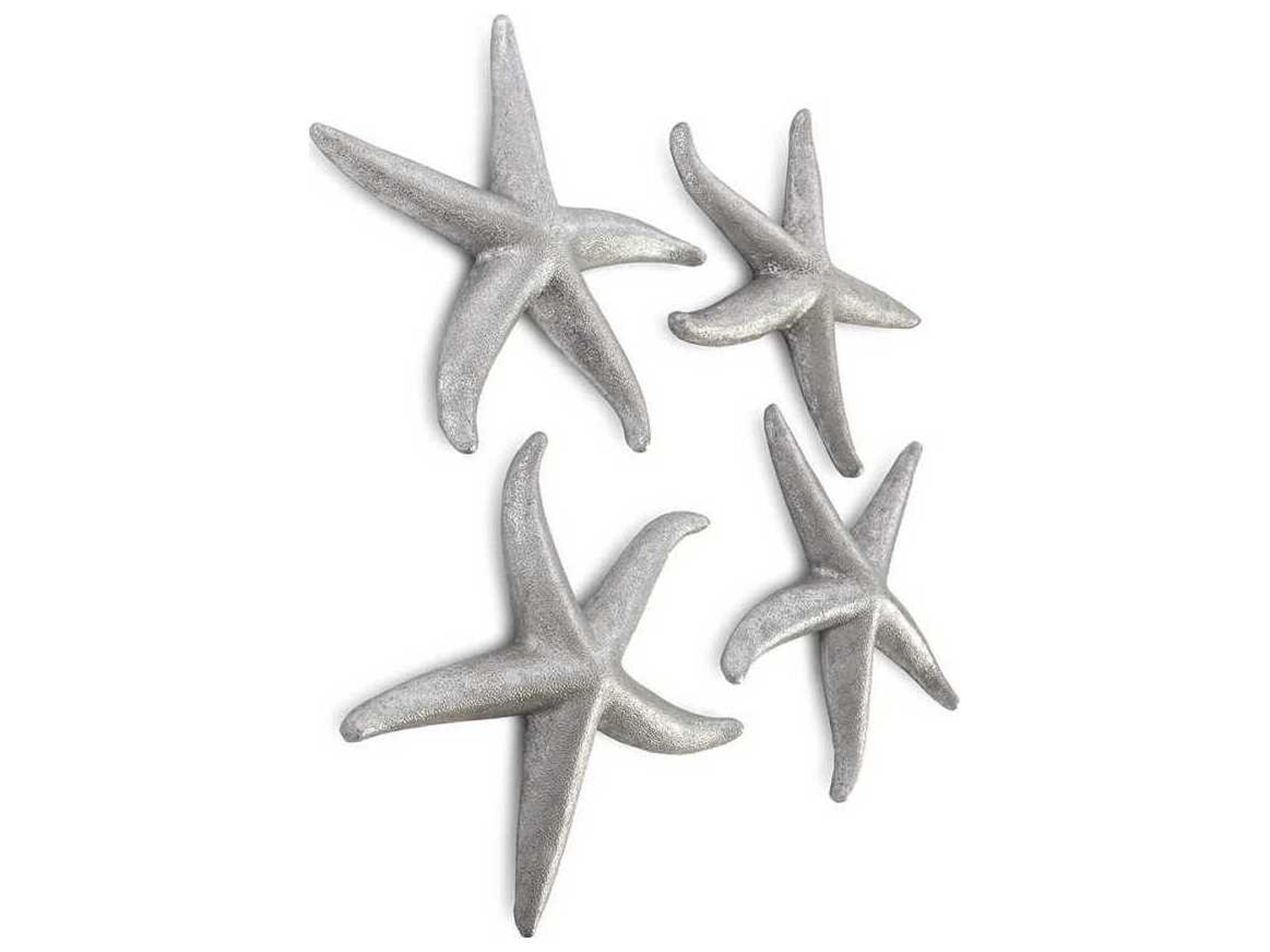 Phillips Collection Silver Leaf Starfish Medium 3D Wall Art Set of 4