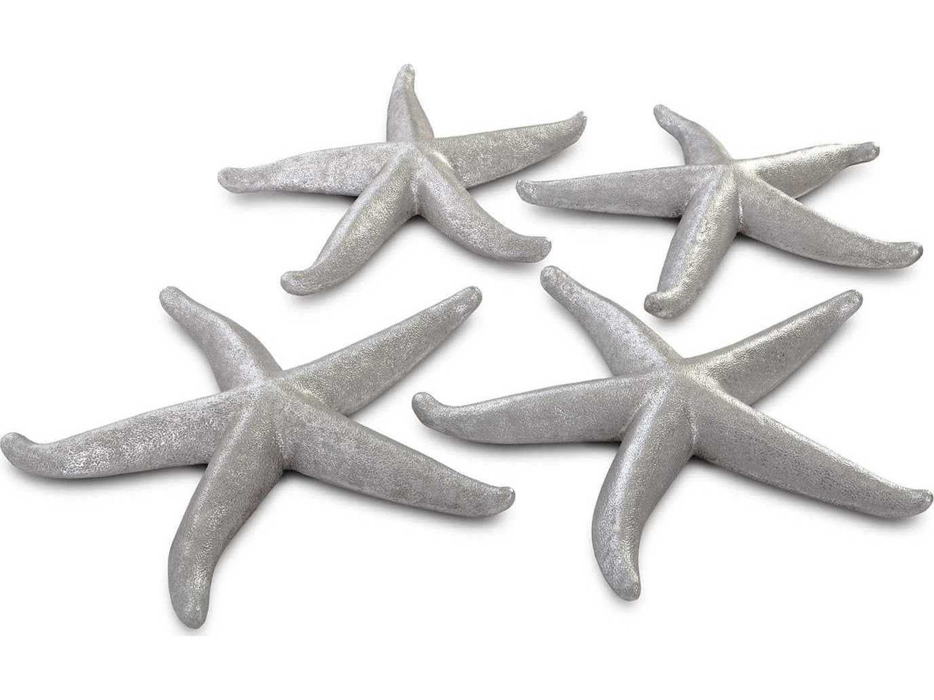 Phillips Collection Silver Leaf Starfish Large 3D Wall Art Set of 4