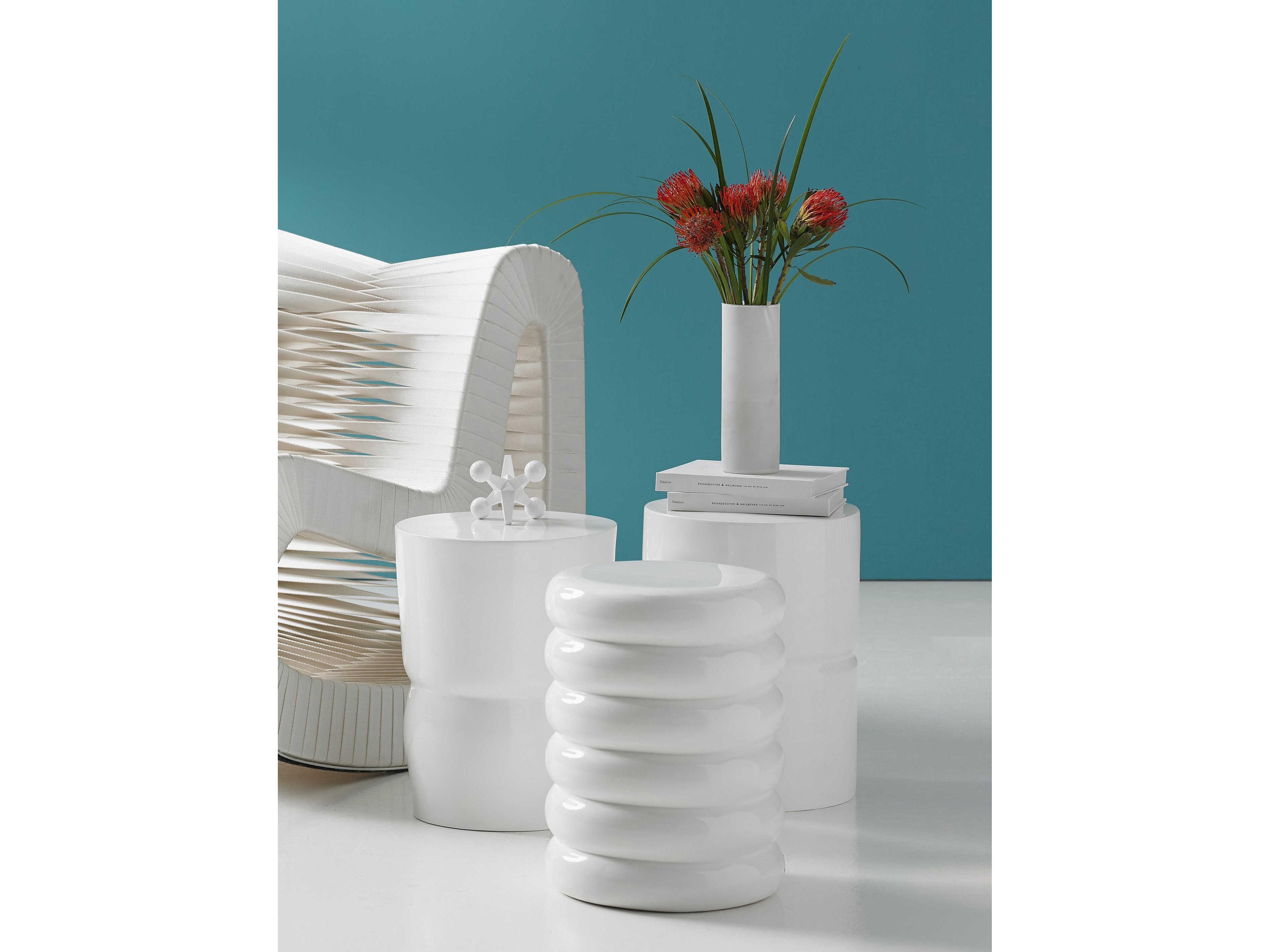 Phillips Collection Outdoor Gel Coat White Accent Stool
