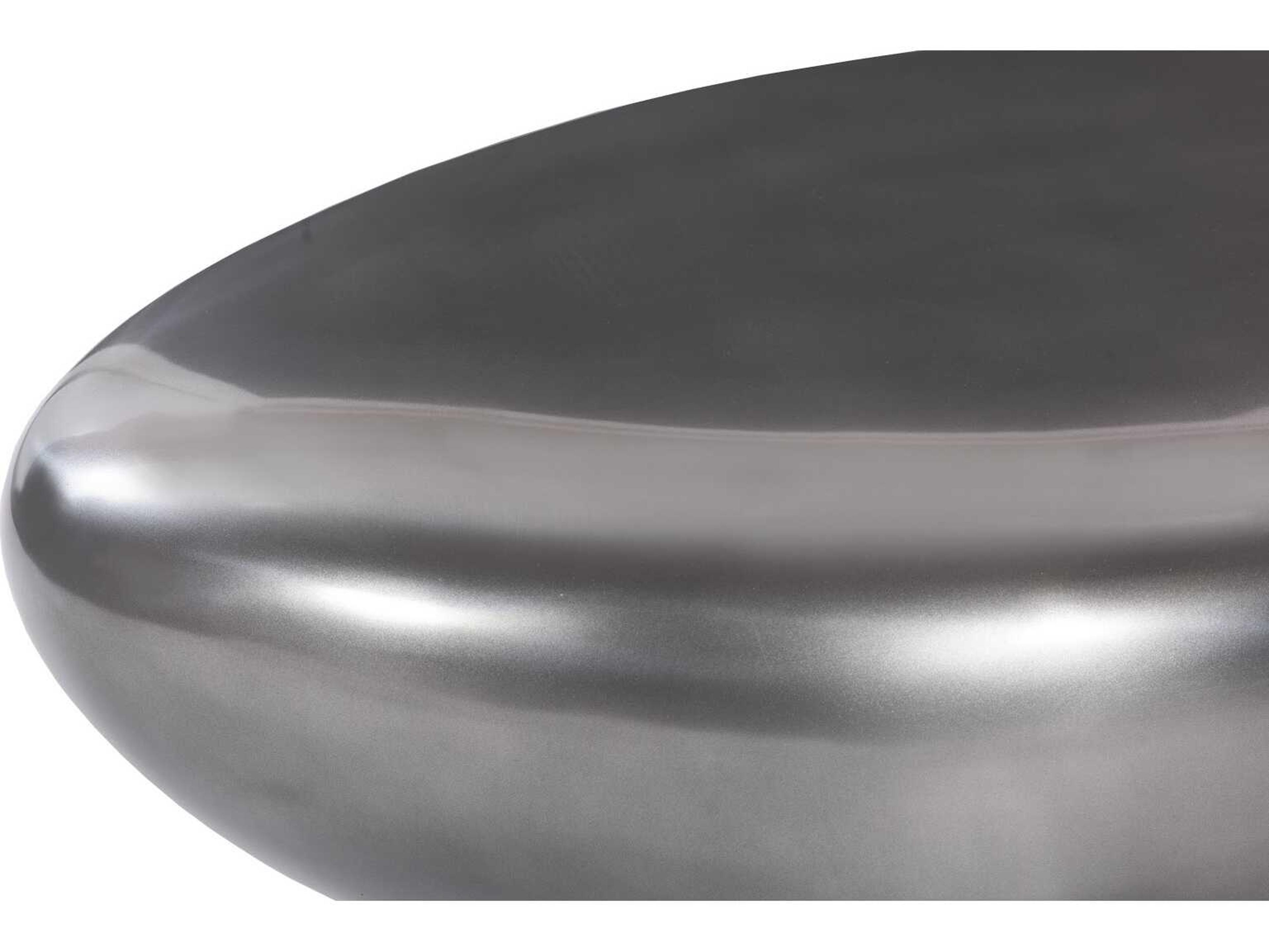 Phillips Collection River Stone Oval Metal Polished Aluminum Coffee Table