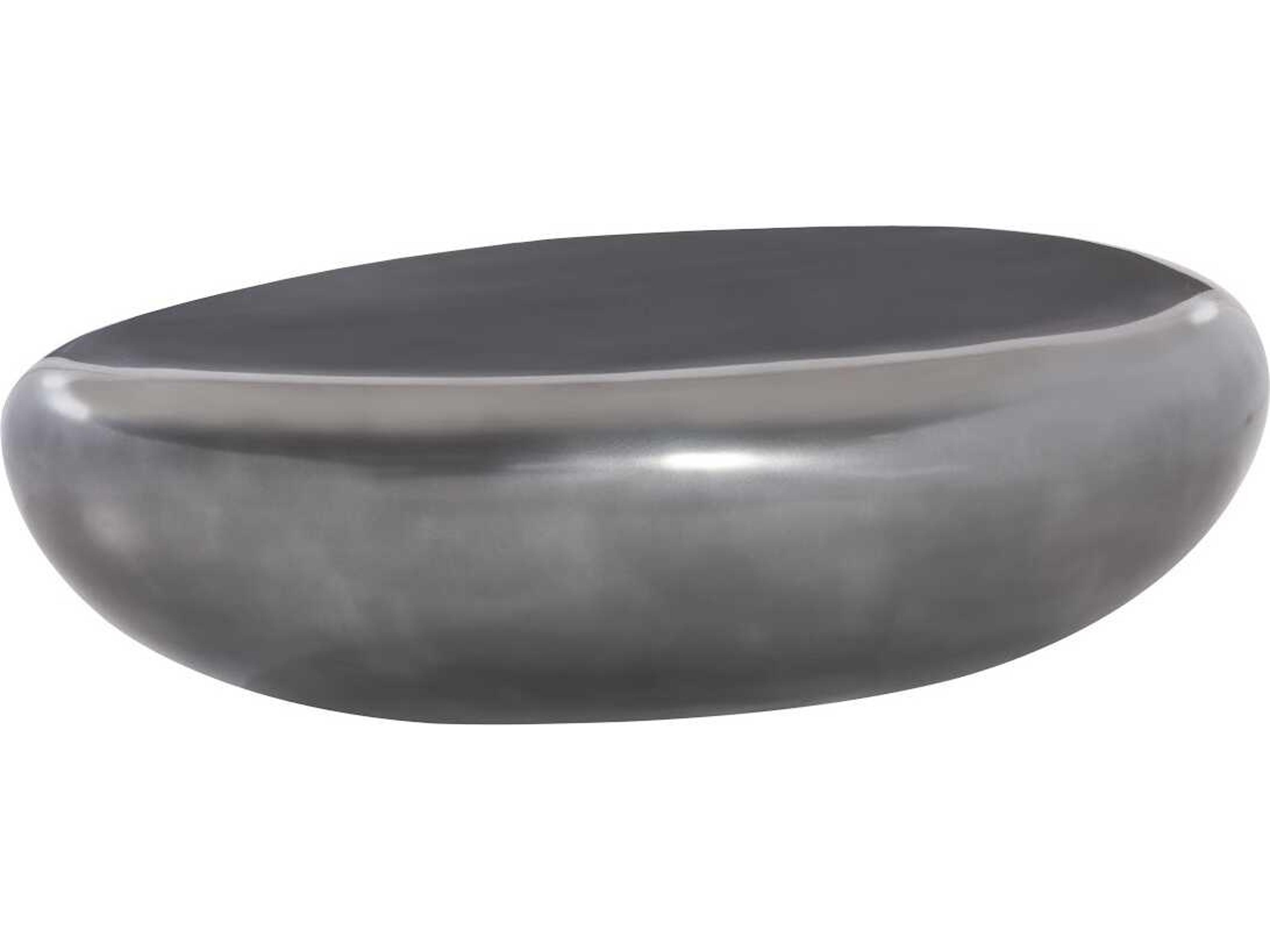 River Stone Large Coffee Table Polished Aluminum