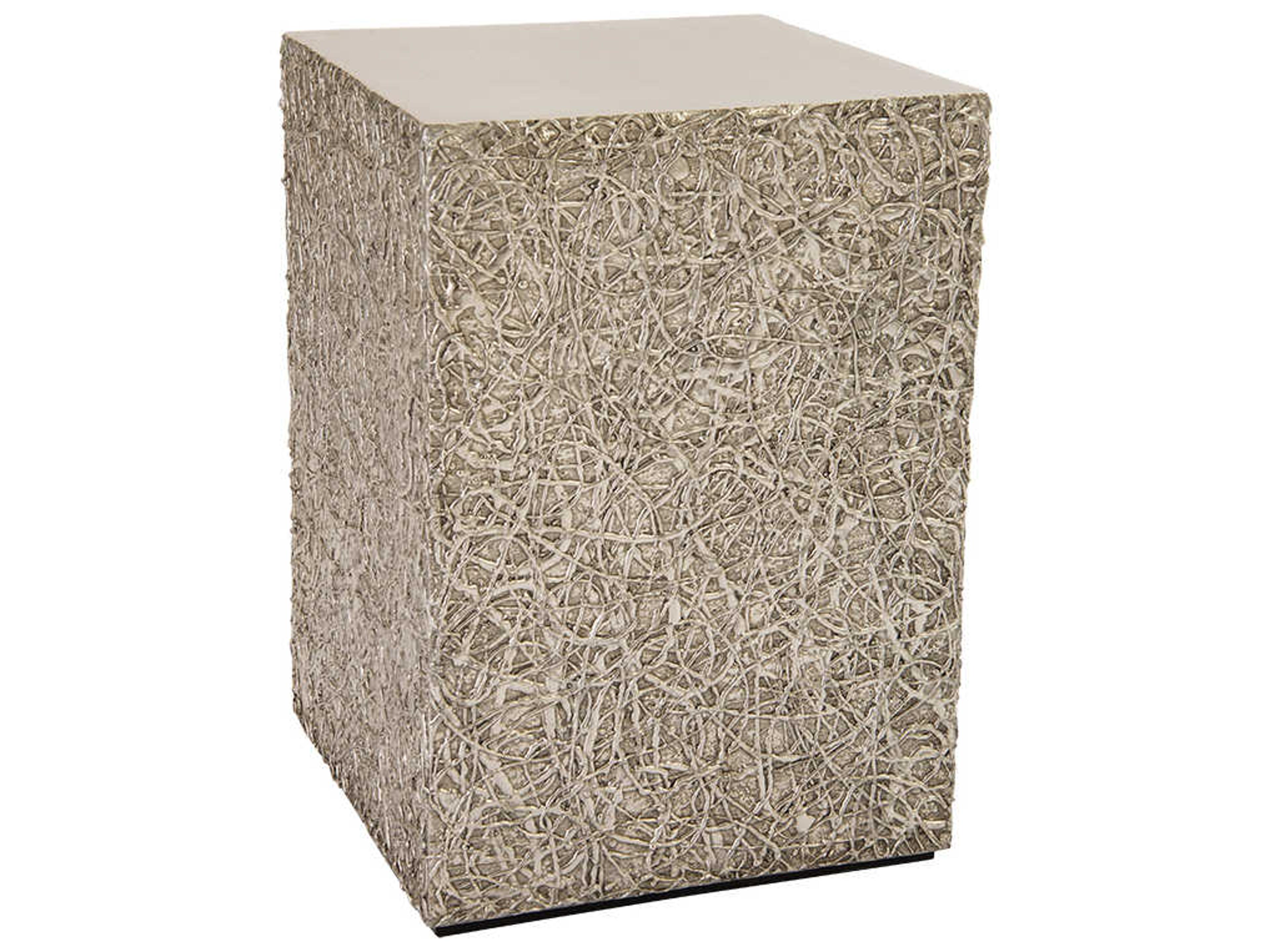 String Square Silver Leaf End Table