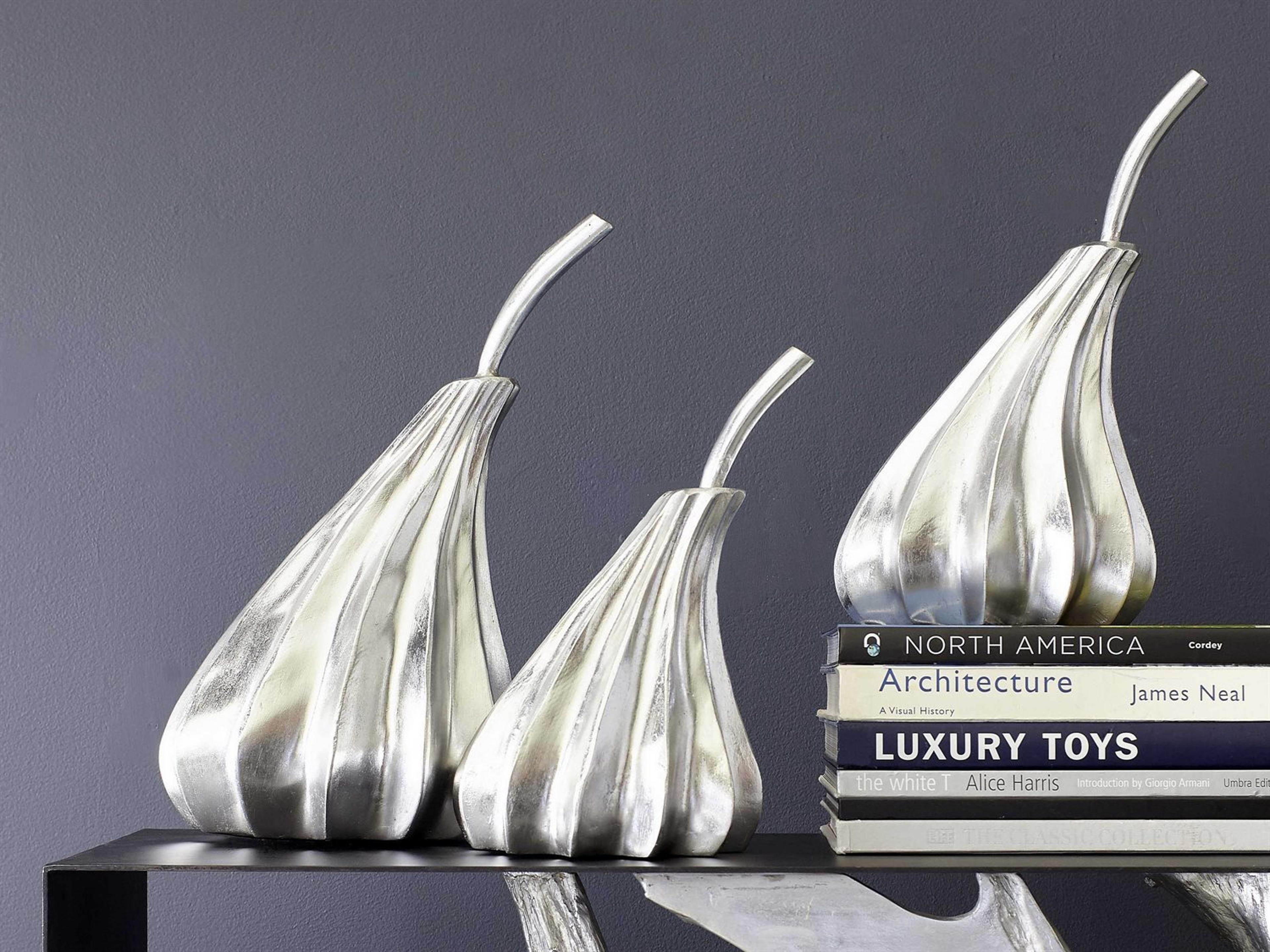 Phillips Collection Silver Leaf Hand Dipped Pears Sculpture Set of 3