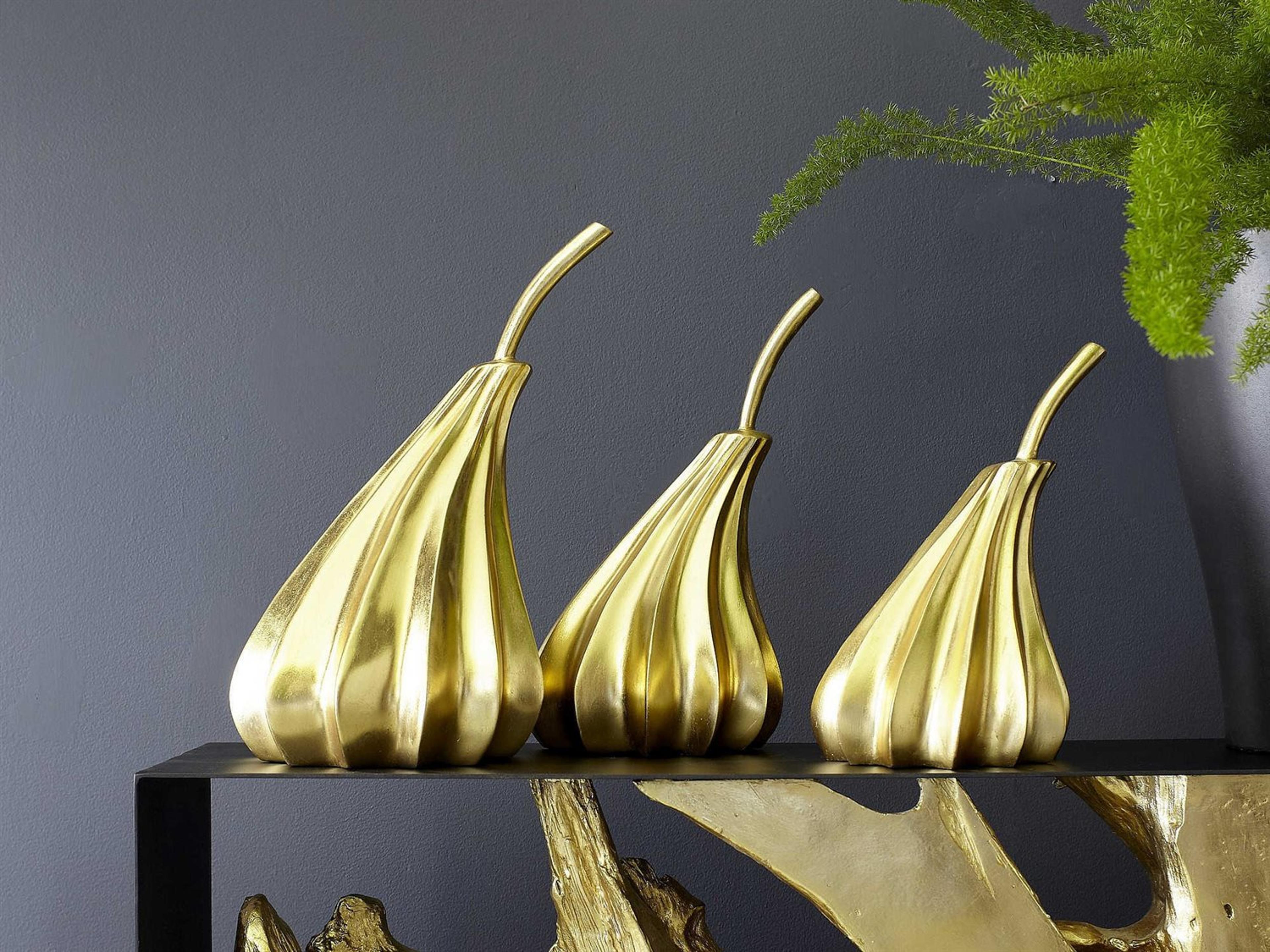 Phillips Collection Gold Leaf Hand Dipped Pears Sculpture Set of 3