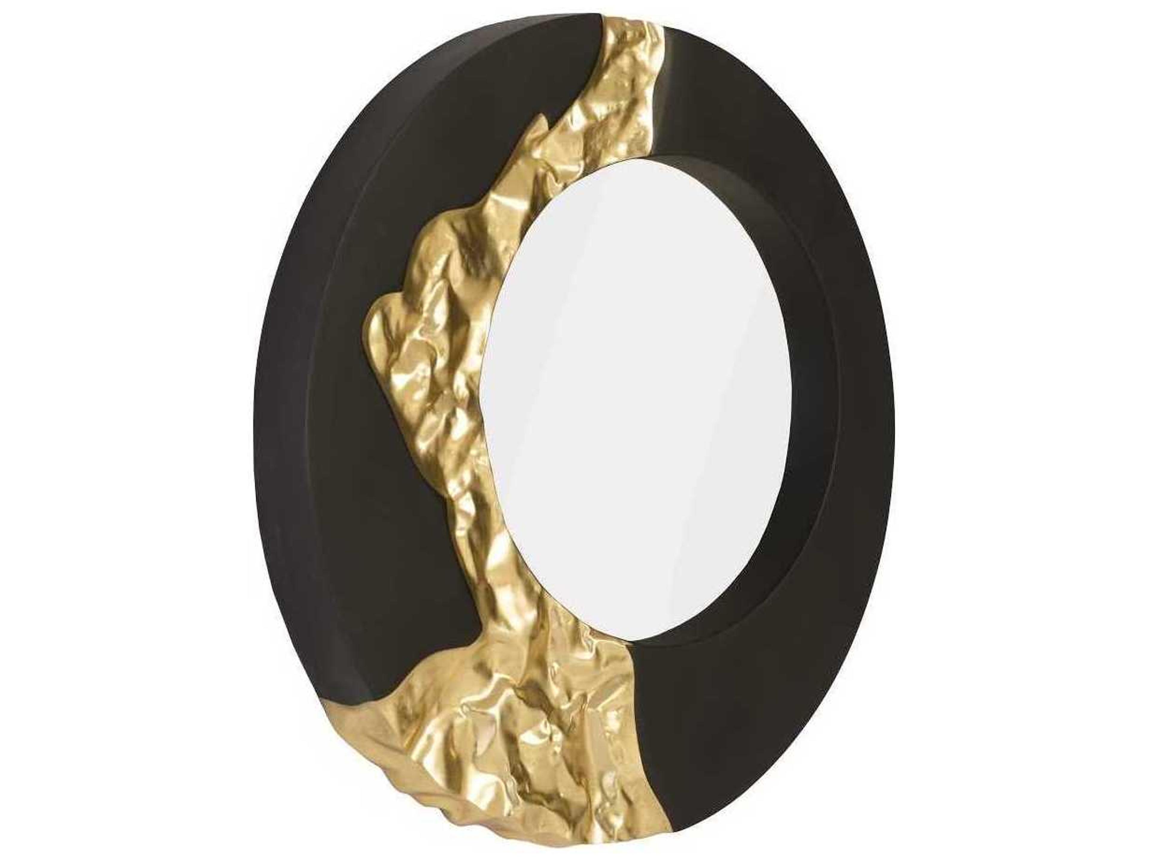 Phillips Collection Black / Gold Round Wall Mirror
