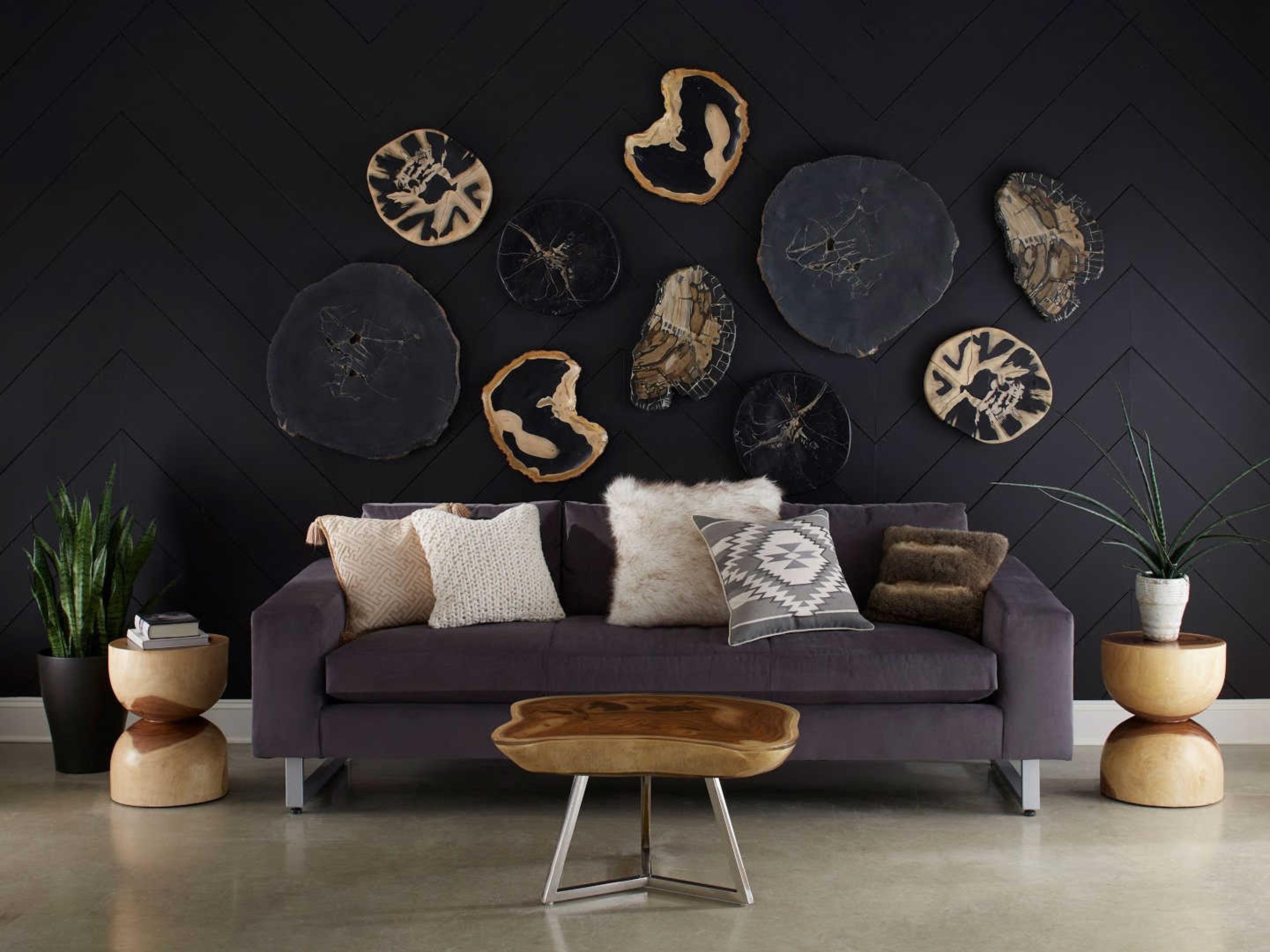 Phillips Collection Black / Brown Cast Petrified Wood Wall Tile