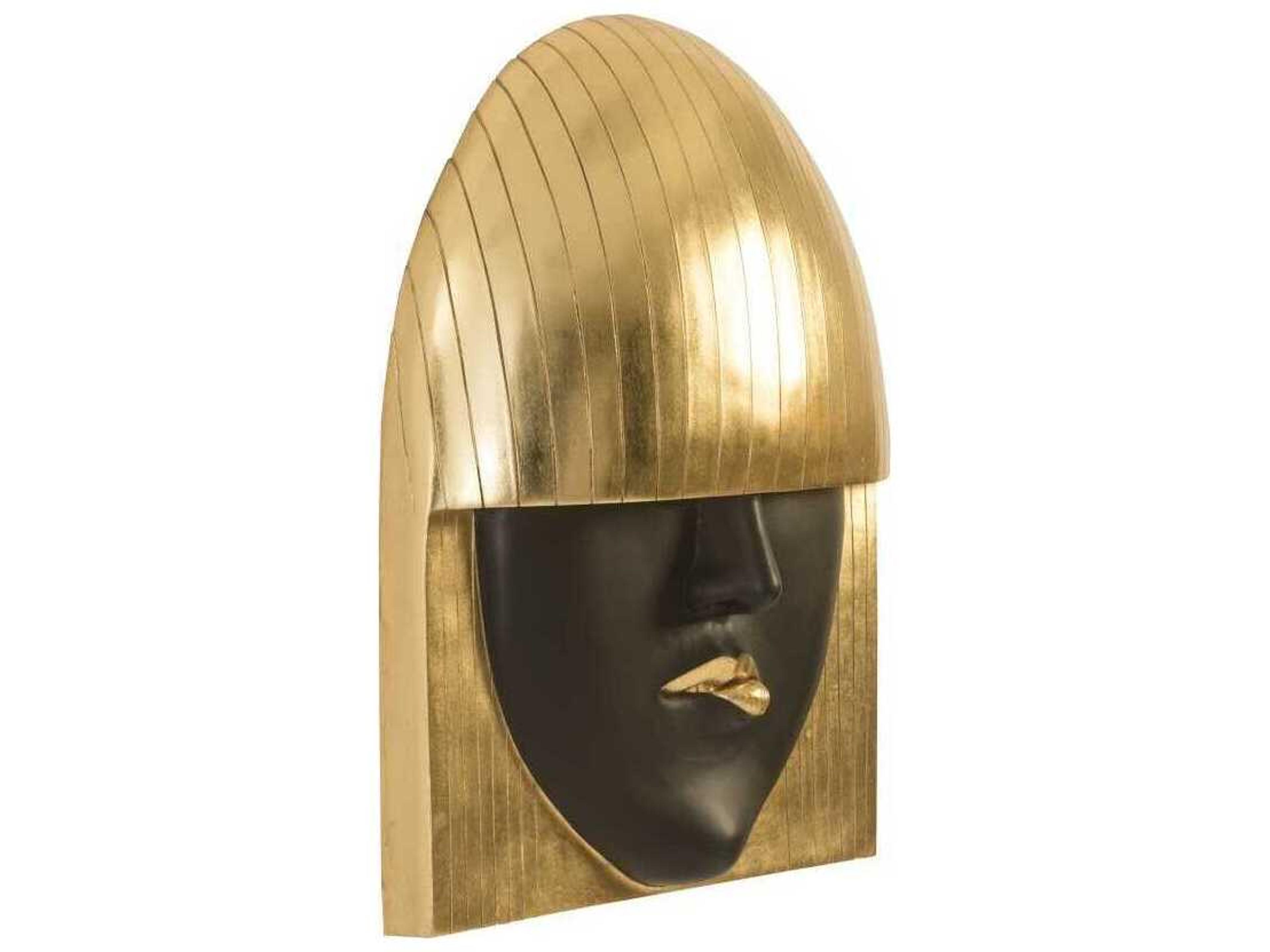 Phillips Collection Black and Gold Leaf Pout Large Fashion Faces 3D Wall Art