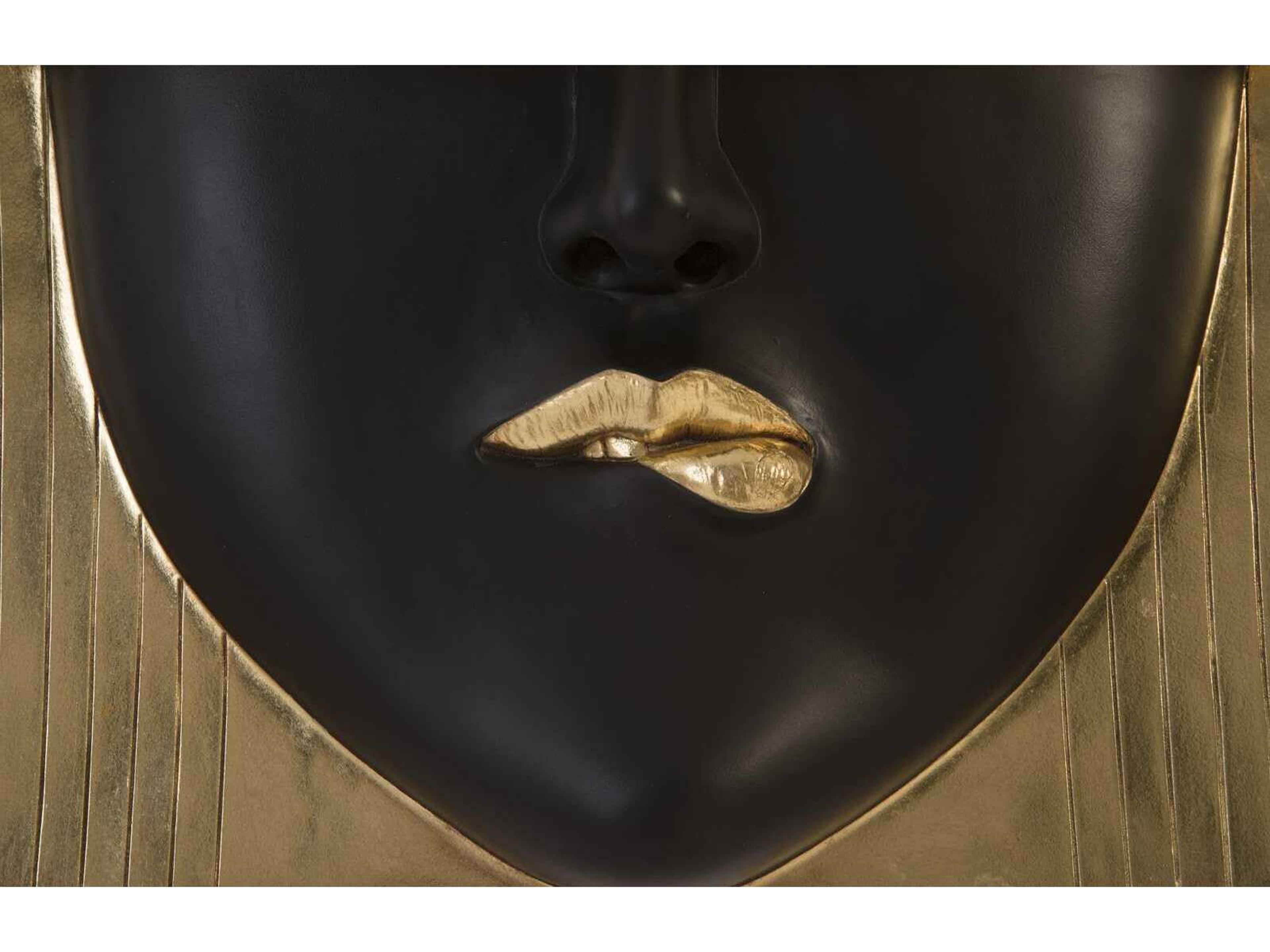 Phillips Collection Black and Gold Leaf Pout Large Fashion Faces 3D Wall Art