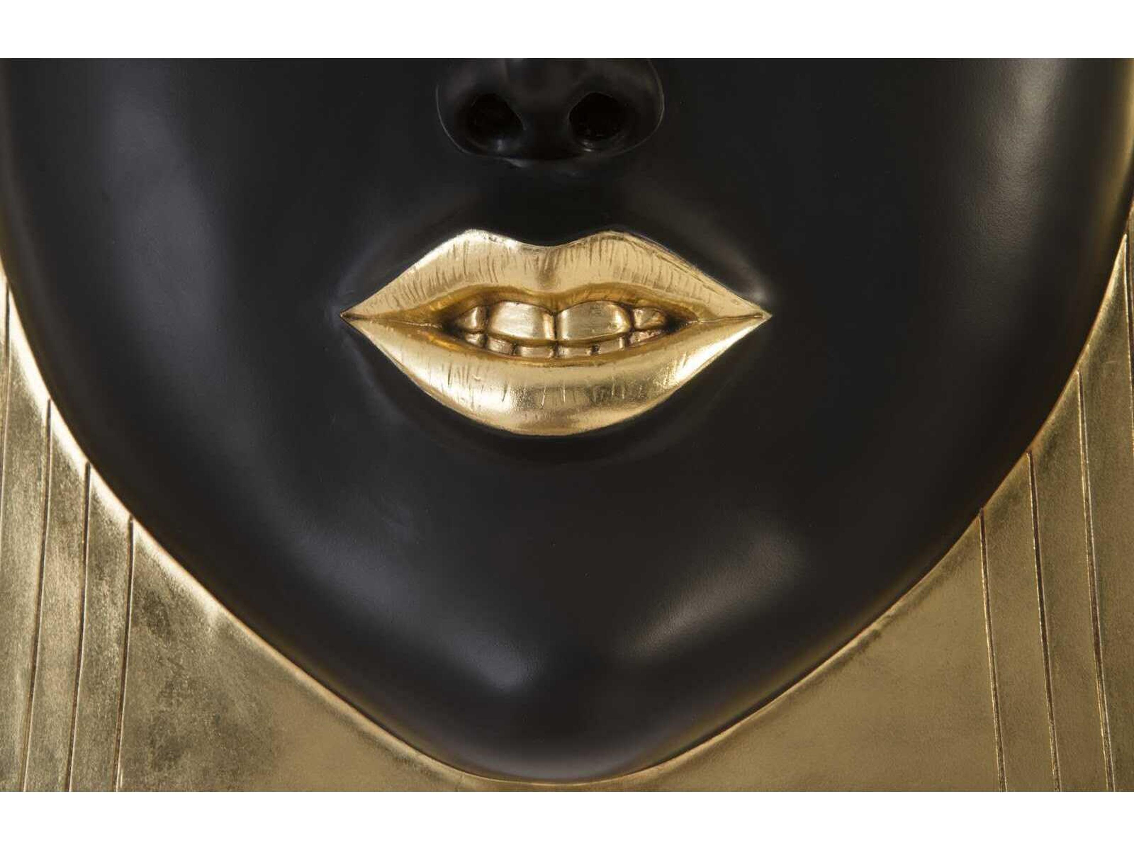 Phillips Collection Black and Gold Leaf Smile Large Fashion Faces 3D Wall Art