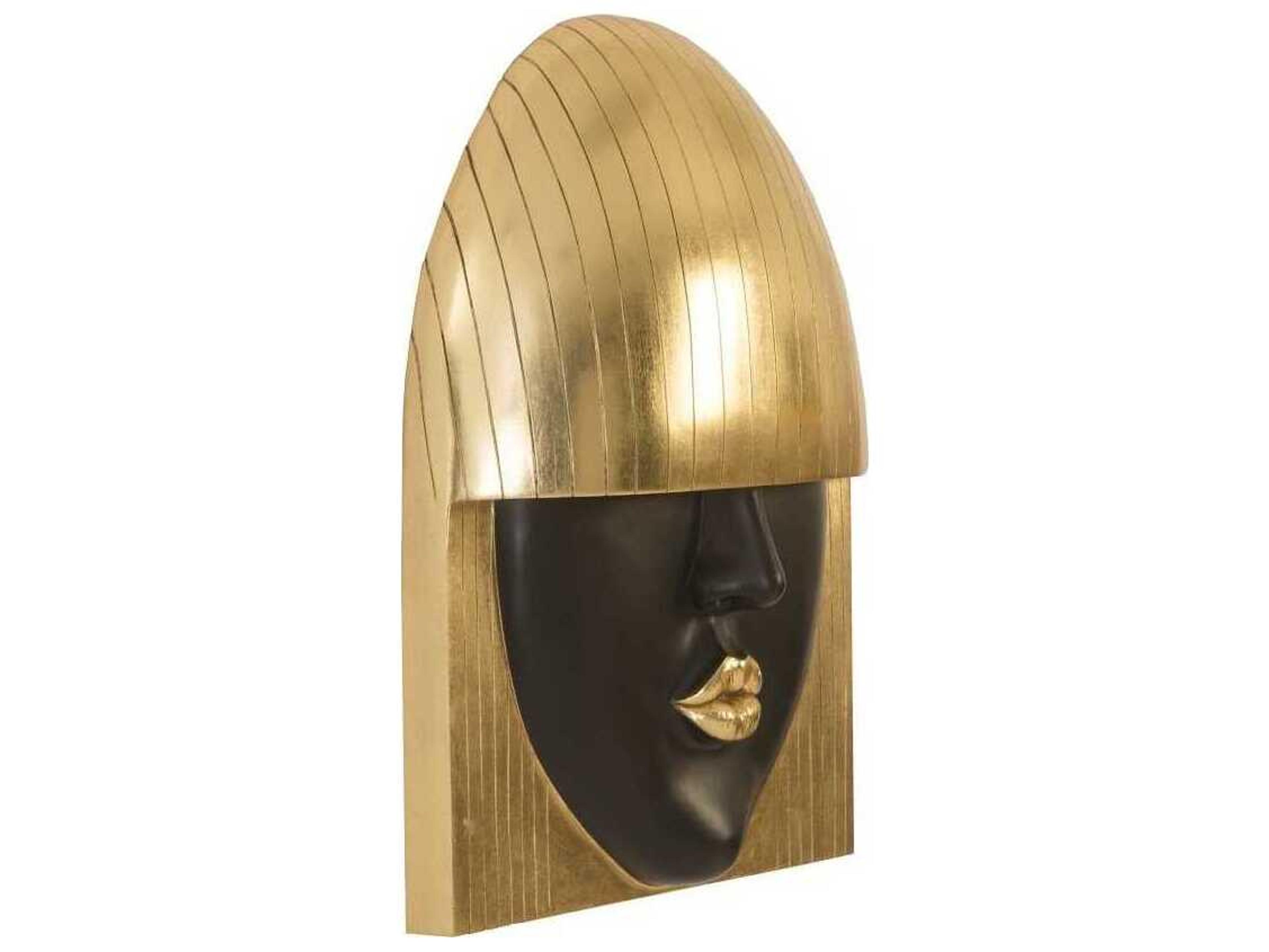 Phillips Collection Black and Gold Leaf Kiss Large Fashion Faces 3D Wall Art