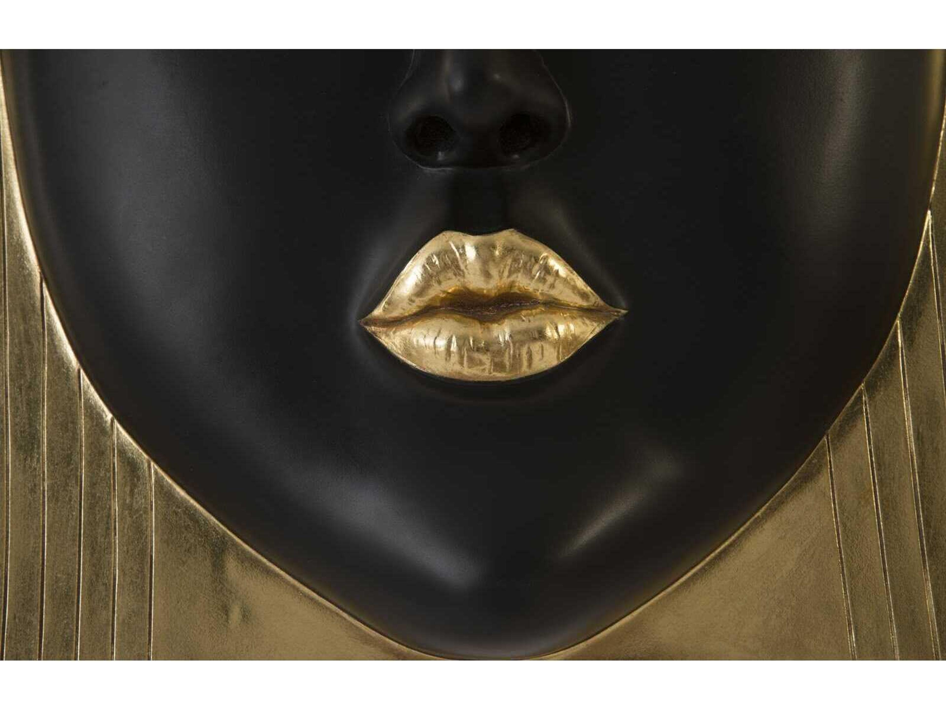Phillips Collection Black and Gold Leaf Kiss Large Fashion Faces 3D Wall Art