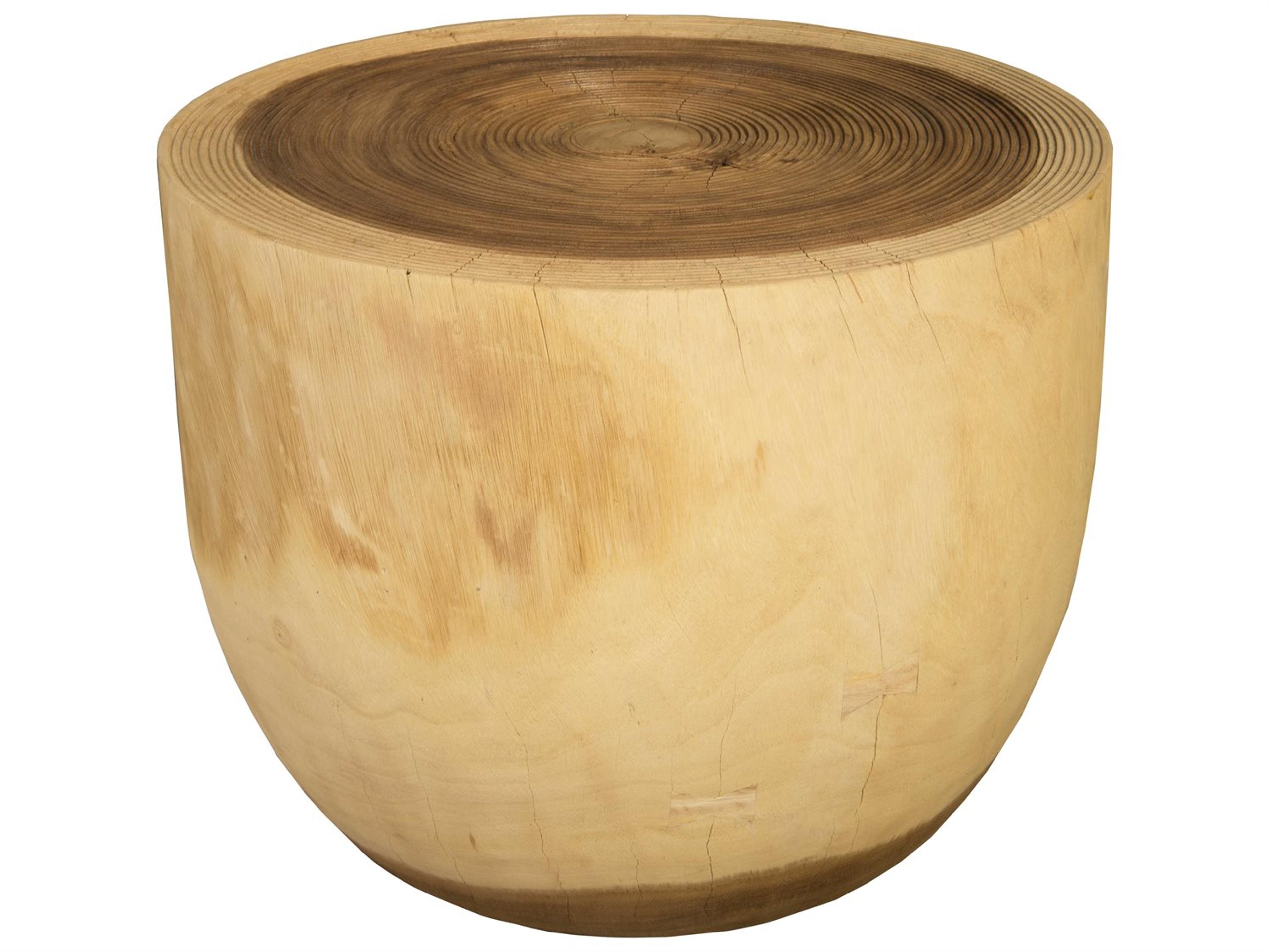Round Wood Natural End Table