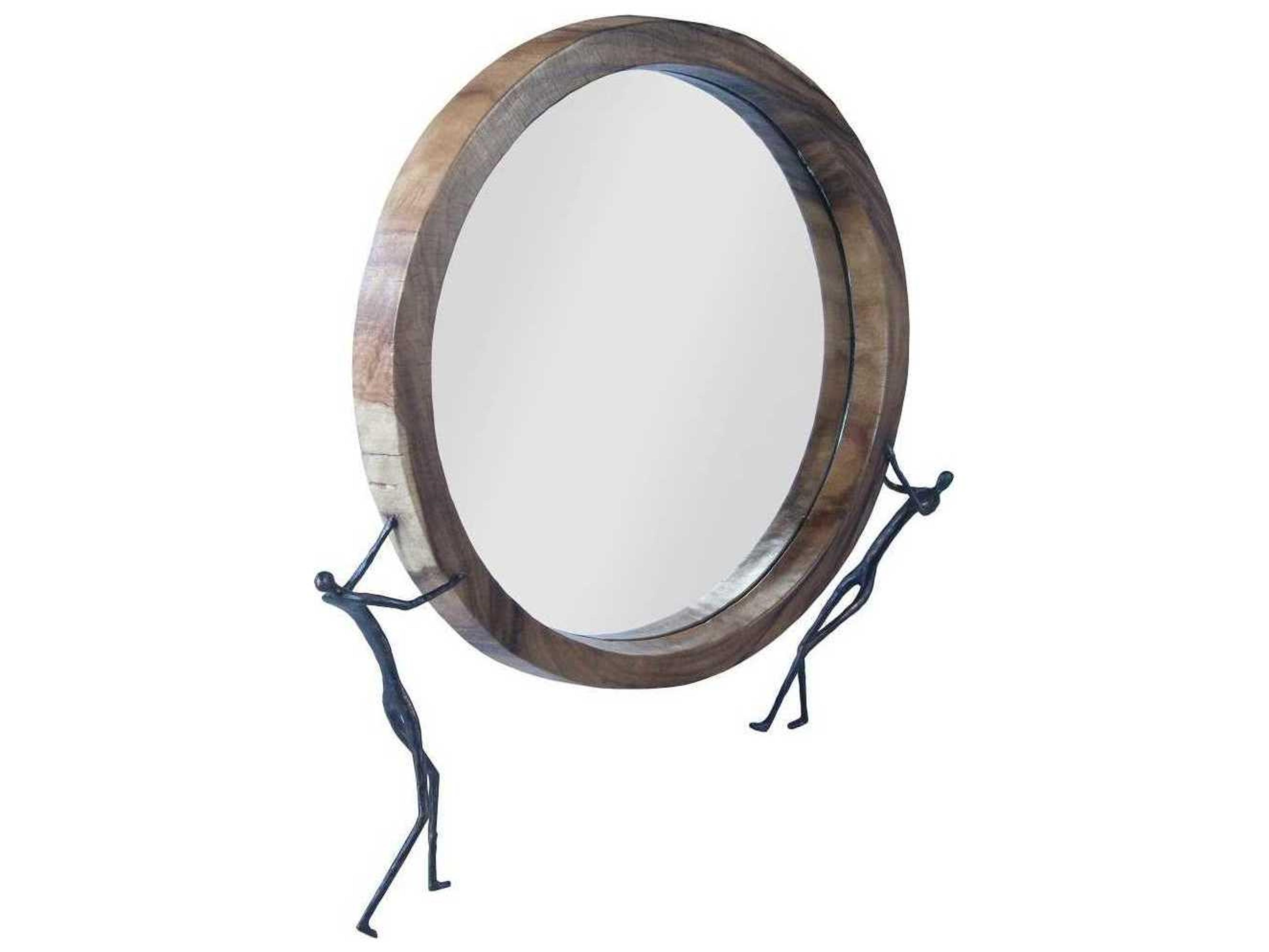 Phillips Collection Natural / Black Round Wall Mirror